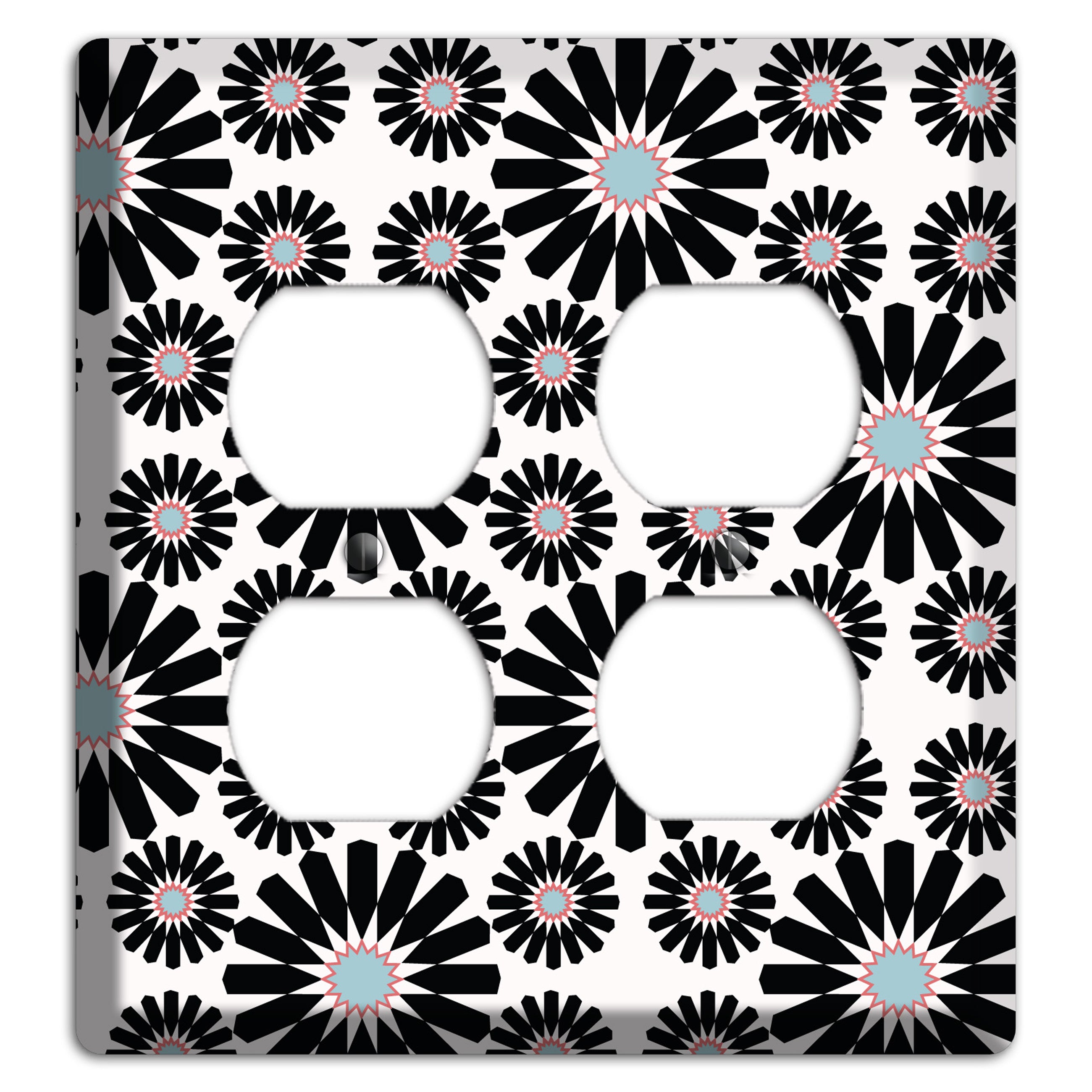 Dusty Blue Maroon Scandinavian Floral 2 Duplex Wallplate