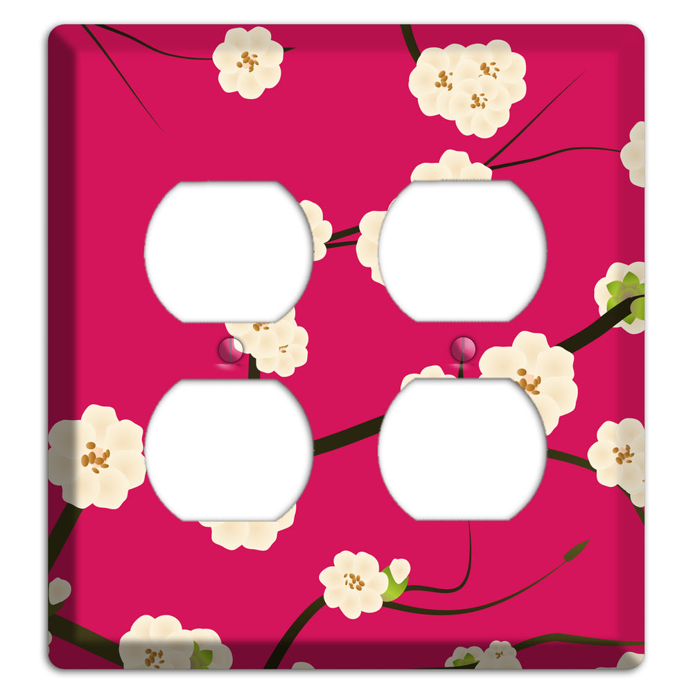 Red Cherry Bloosoms 2 Duplex Wallplate