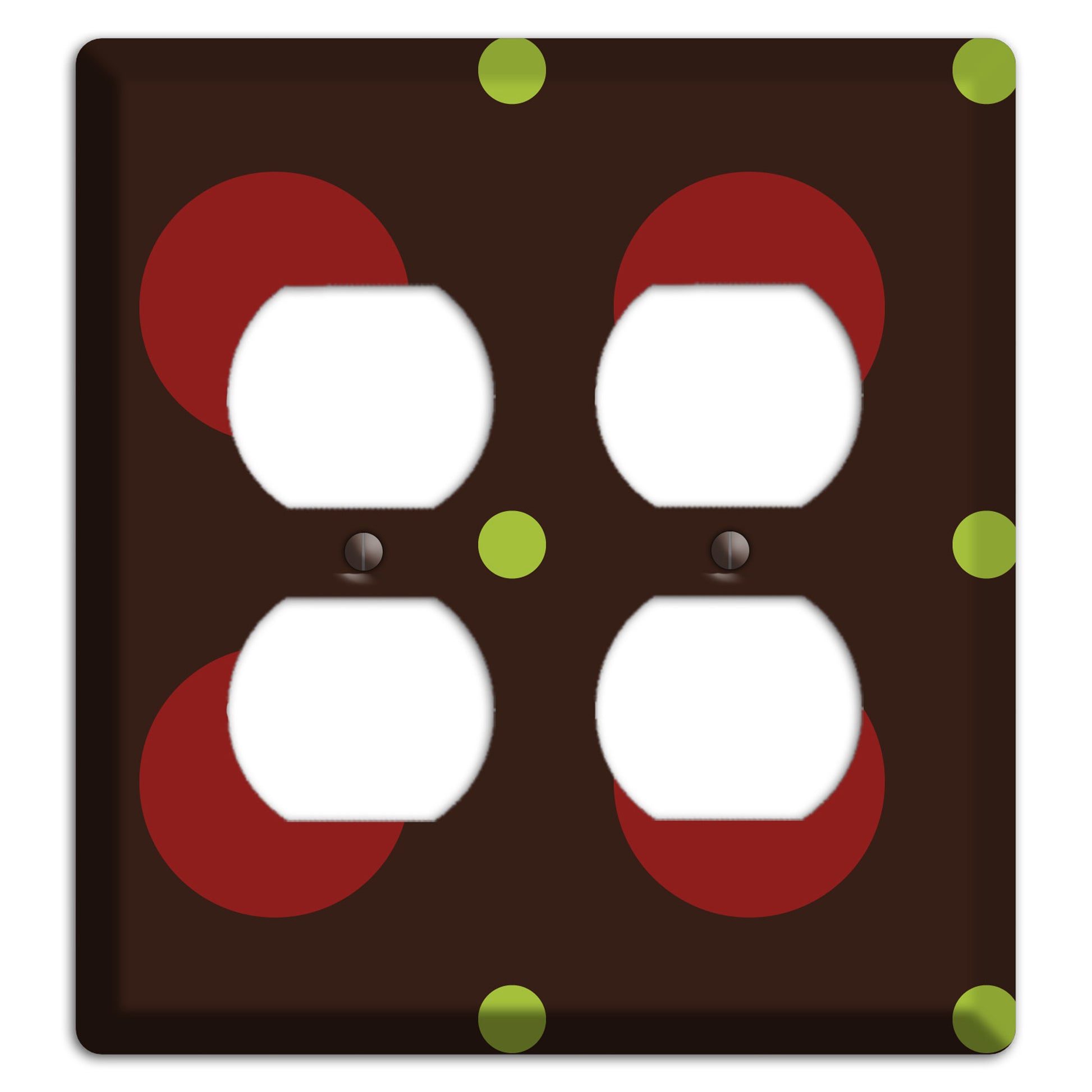 Brown with Red and Green Multi Medium Polka Dots 2 Duplex Wallplate