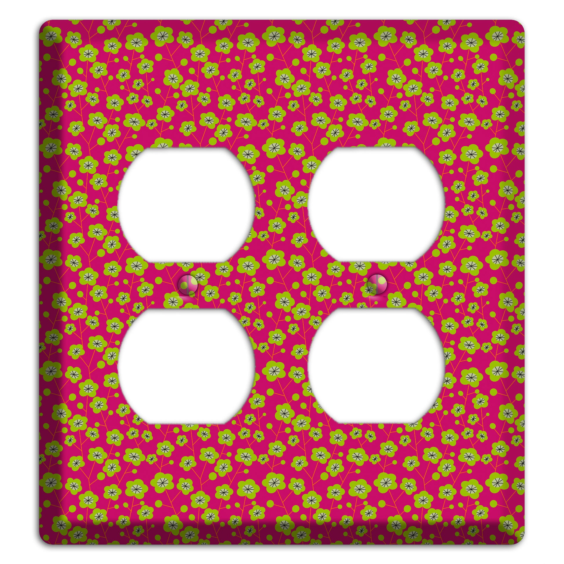 Fuschia and Yellow Calico 2 Duplex Wallplate