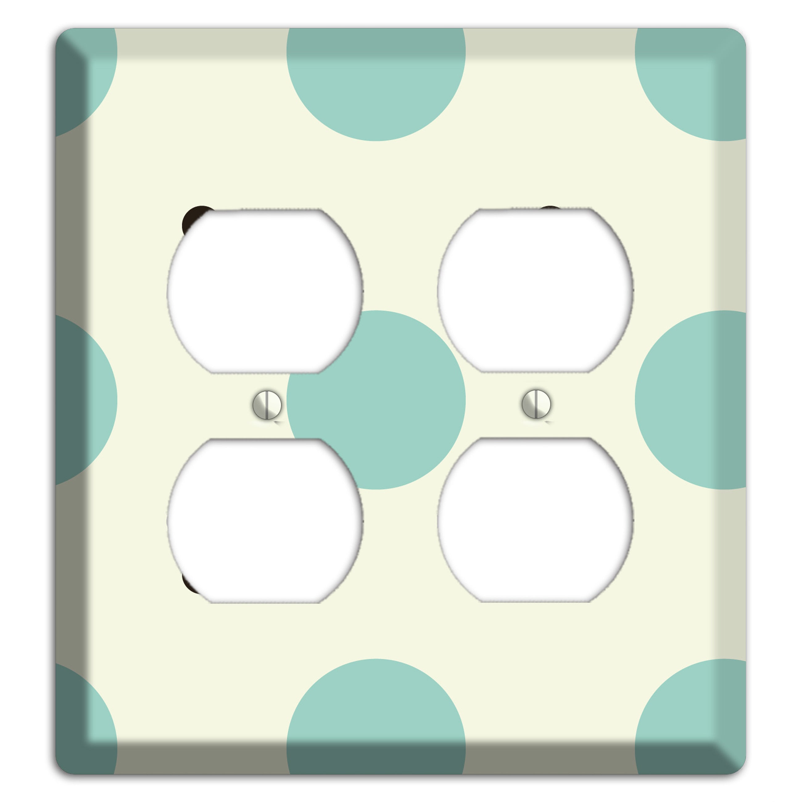Soft Green with Aqua and Black Multi Tiled Medium Dots 2 Duplex Wallplate