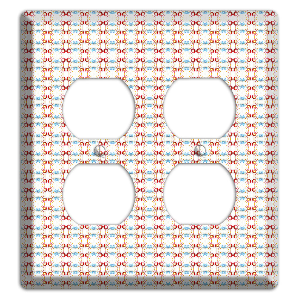Off White with Red Blue Retro Tapestry 2 Duplex Wallplate