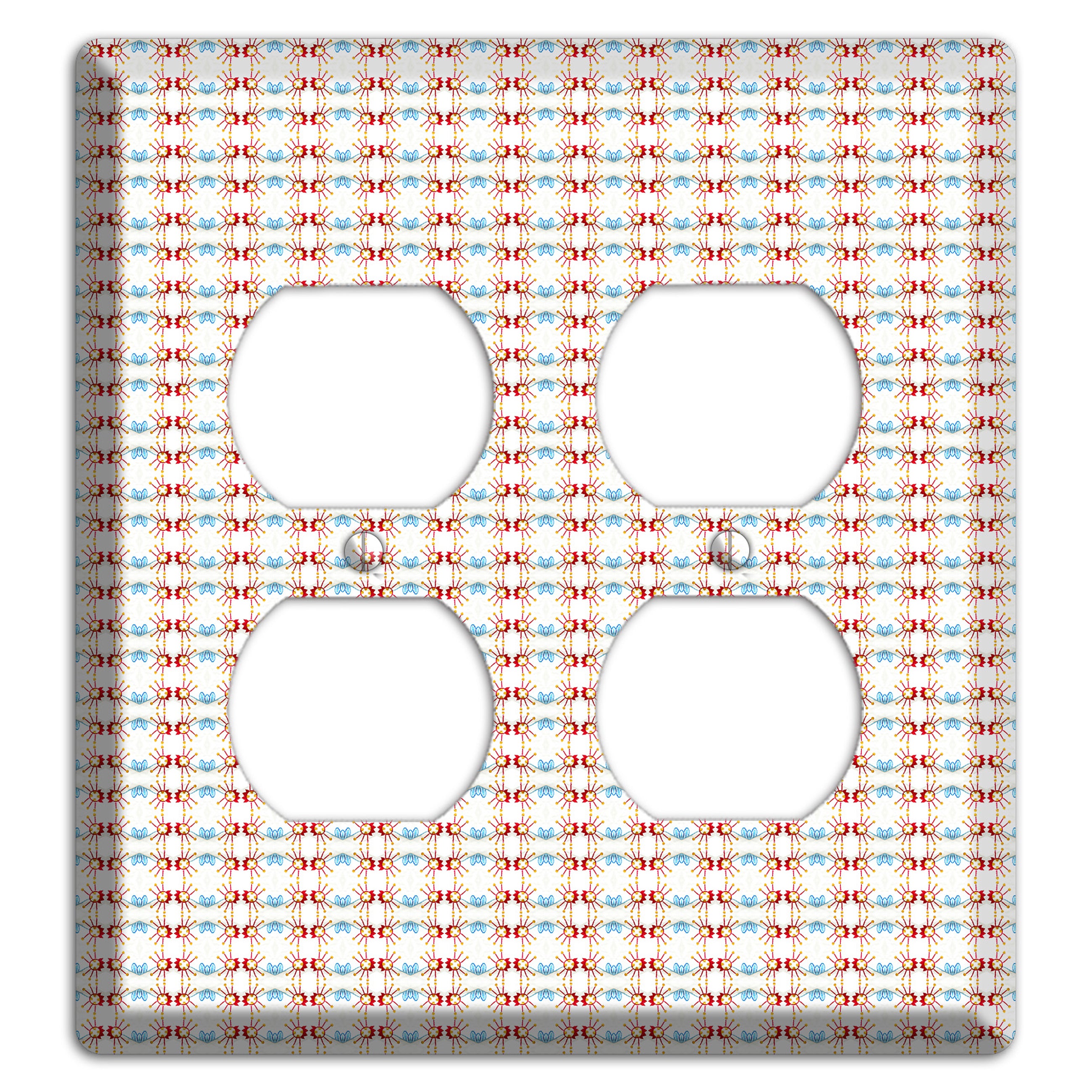 Off White with Red Blue Retro Tapestry 2 Duplex Wallplate