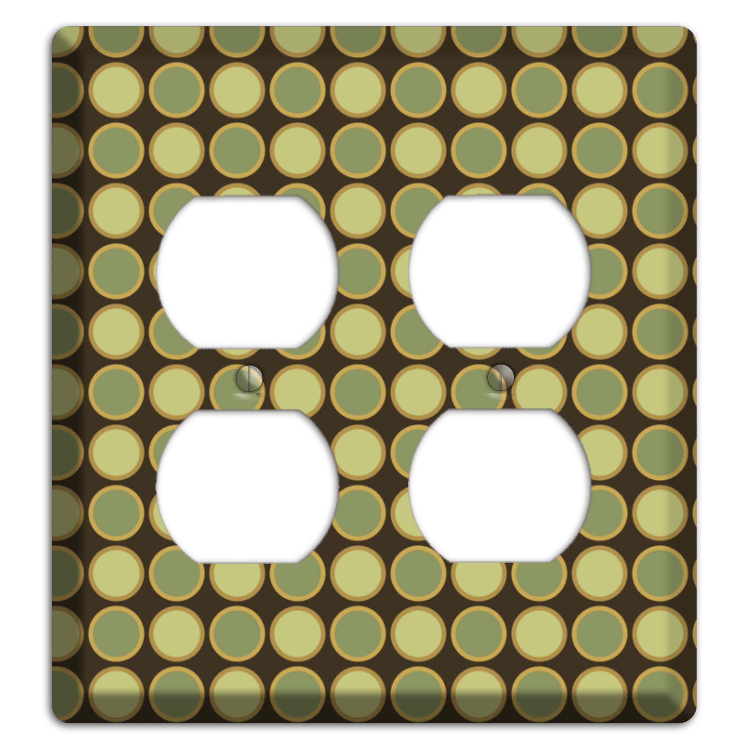 Dark Grey with Multi Olive Tiled Dots 2 Duplex Wallplate