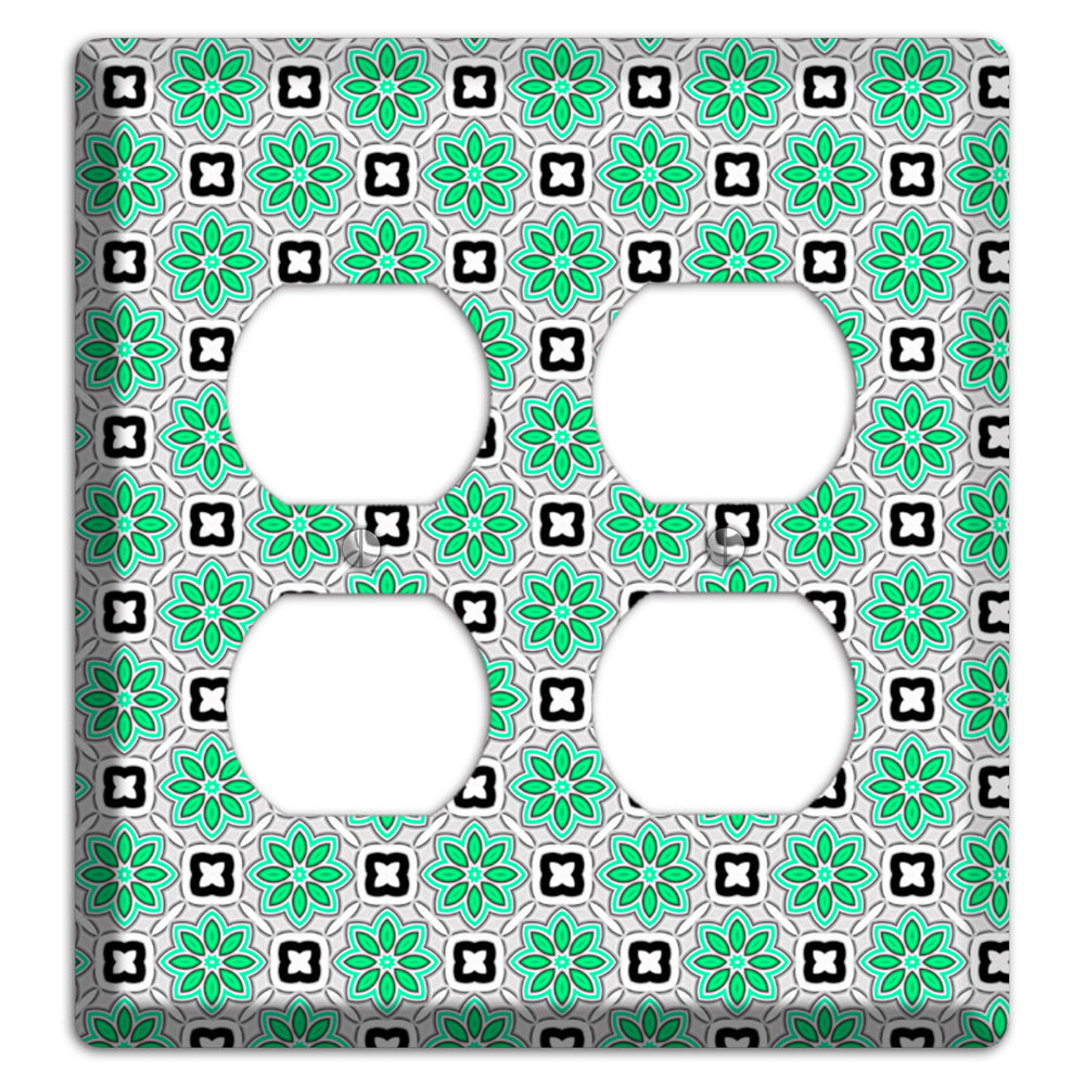 Green and Black Foulard 2 Duplex Wallplate