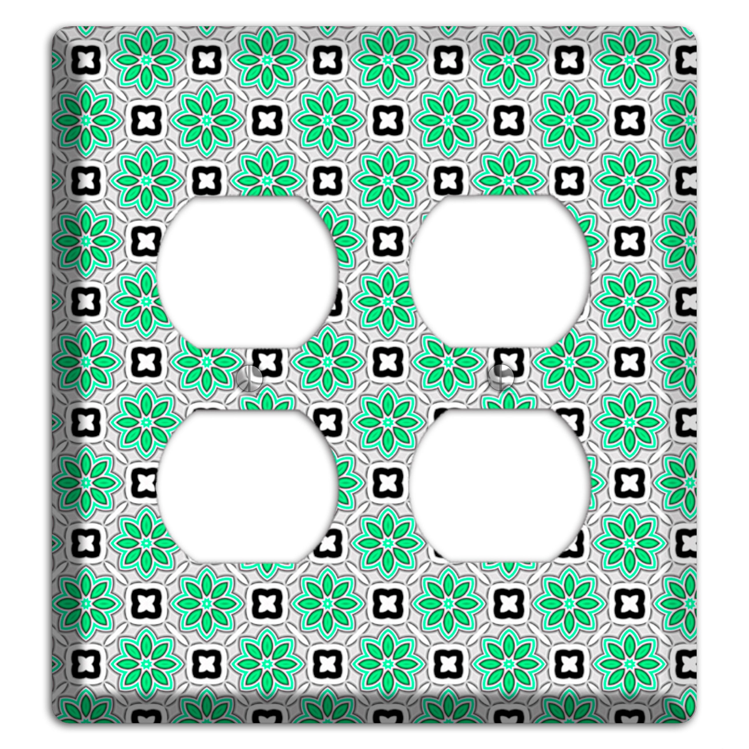 Green and Black Foulard 2 Duplex Wallplate