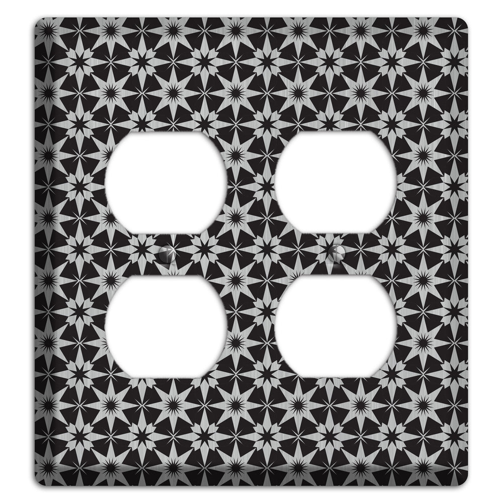 Black with Stainless Steel Foulard 2 Duplex Wallplate