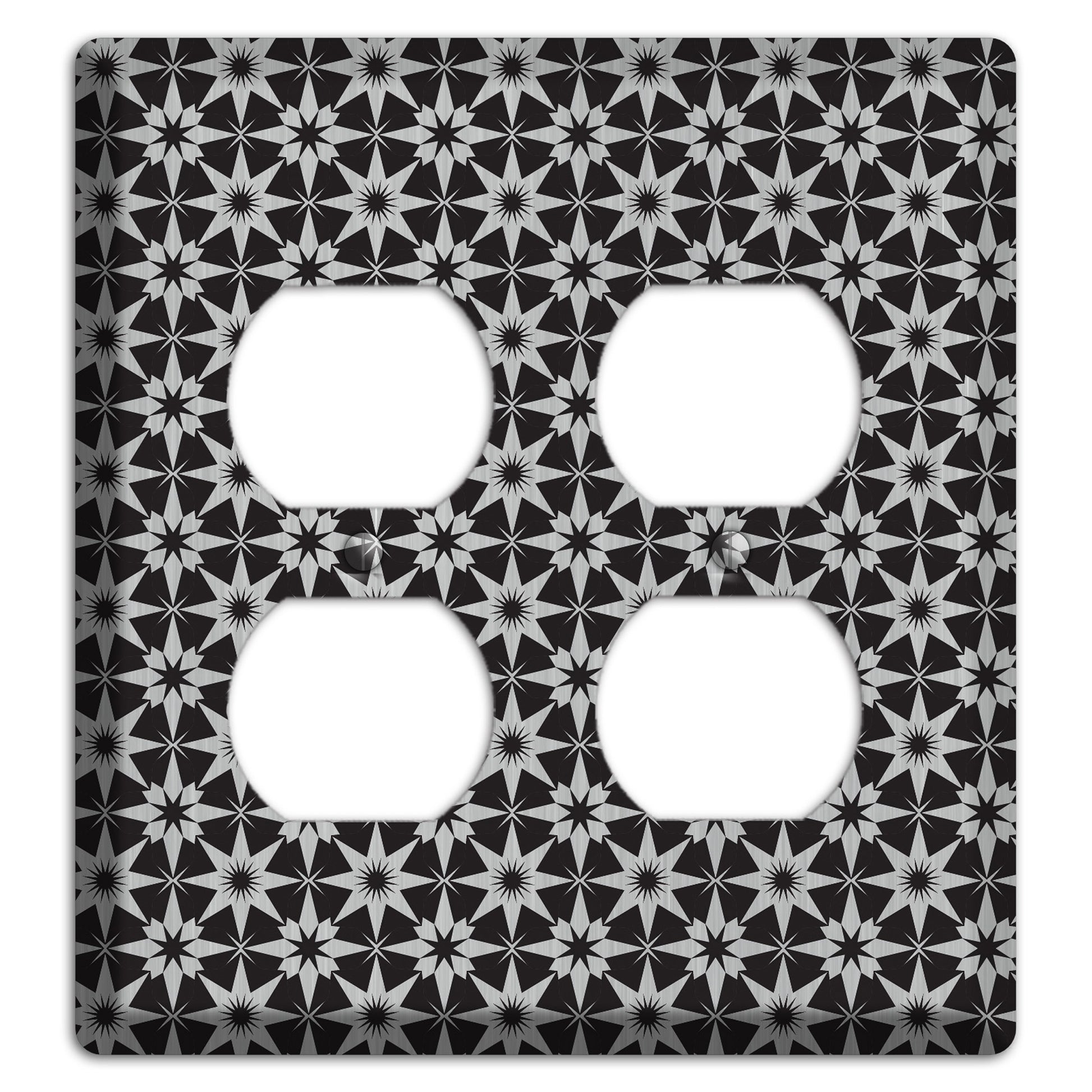 Black with Stainless Foulard 2 Duplex Wallplate