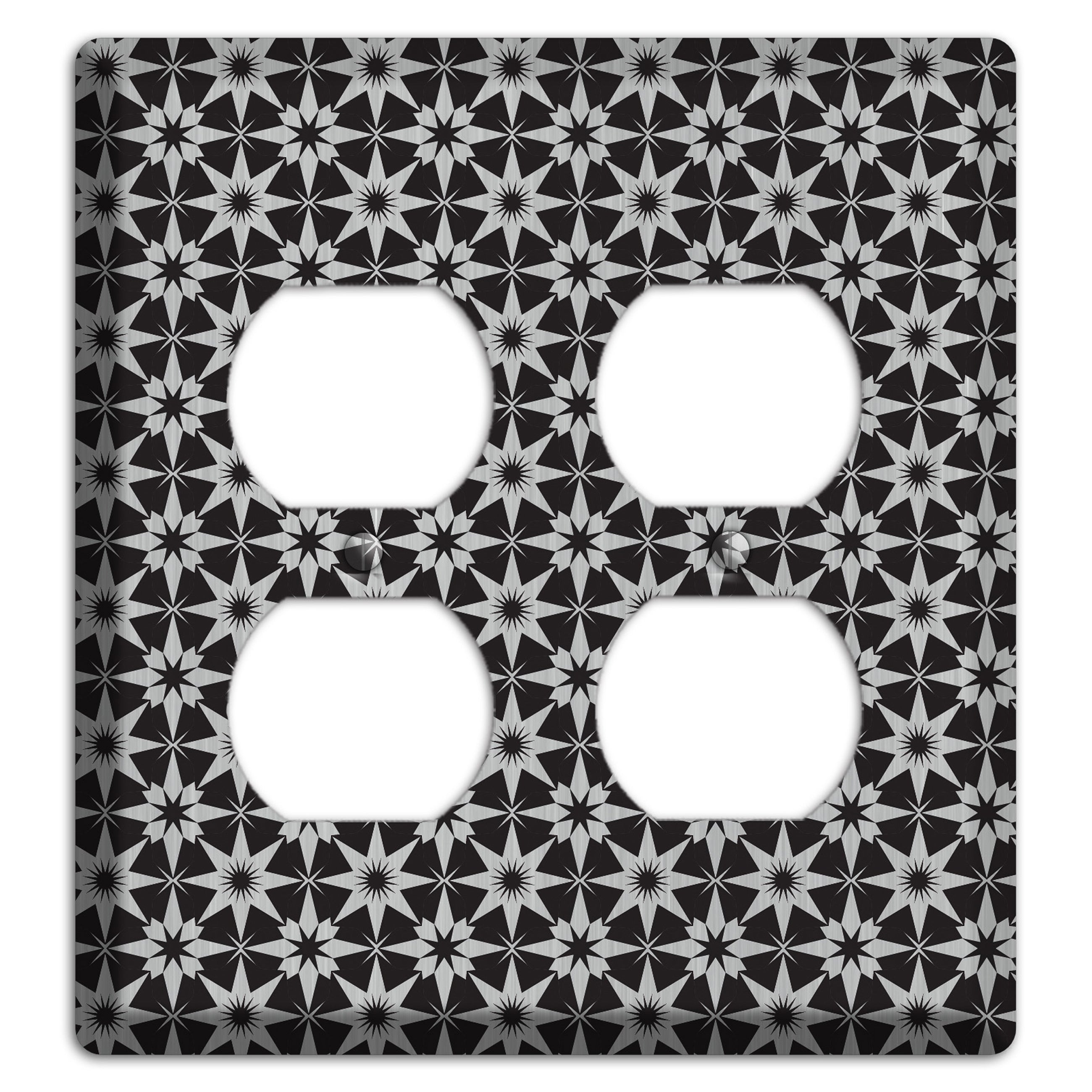 Black with Stainless Foulard 2 Duplex Wallplate