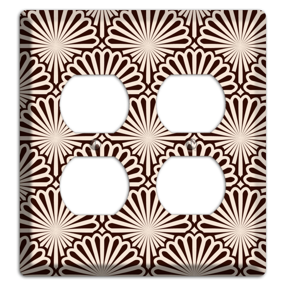 Black and White Deco Scallop Fans 2 Duplex Wallplate