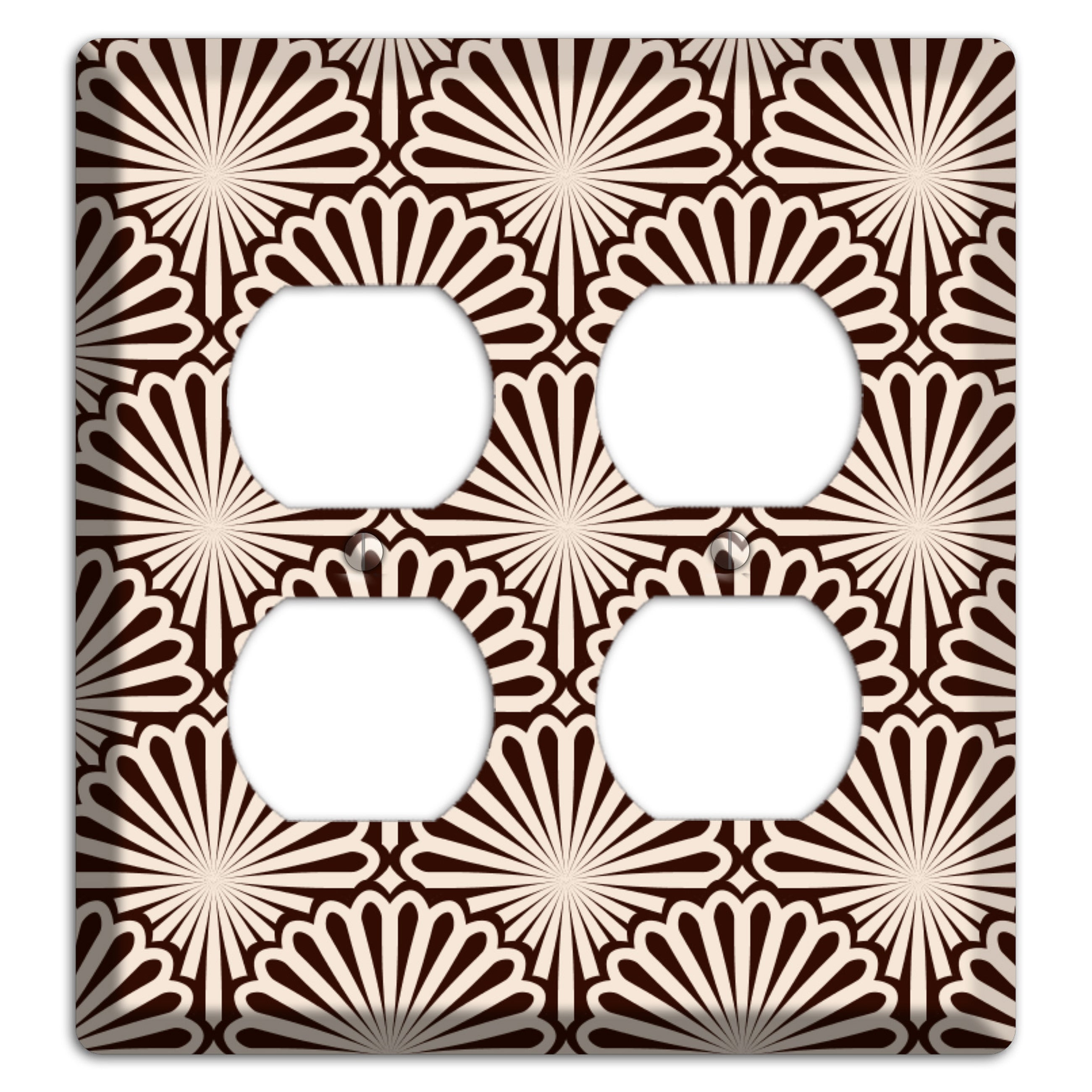 Black and White Deco Scallop Fans 2 Duplex Wallplate