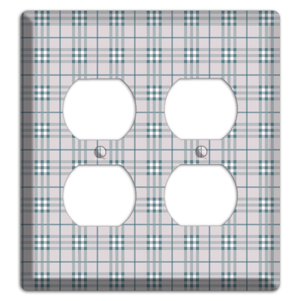Multi Grey Plaid 2 Duplex Wallplate