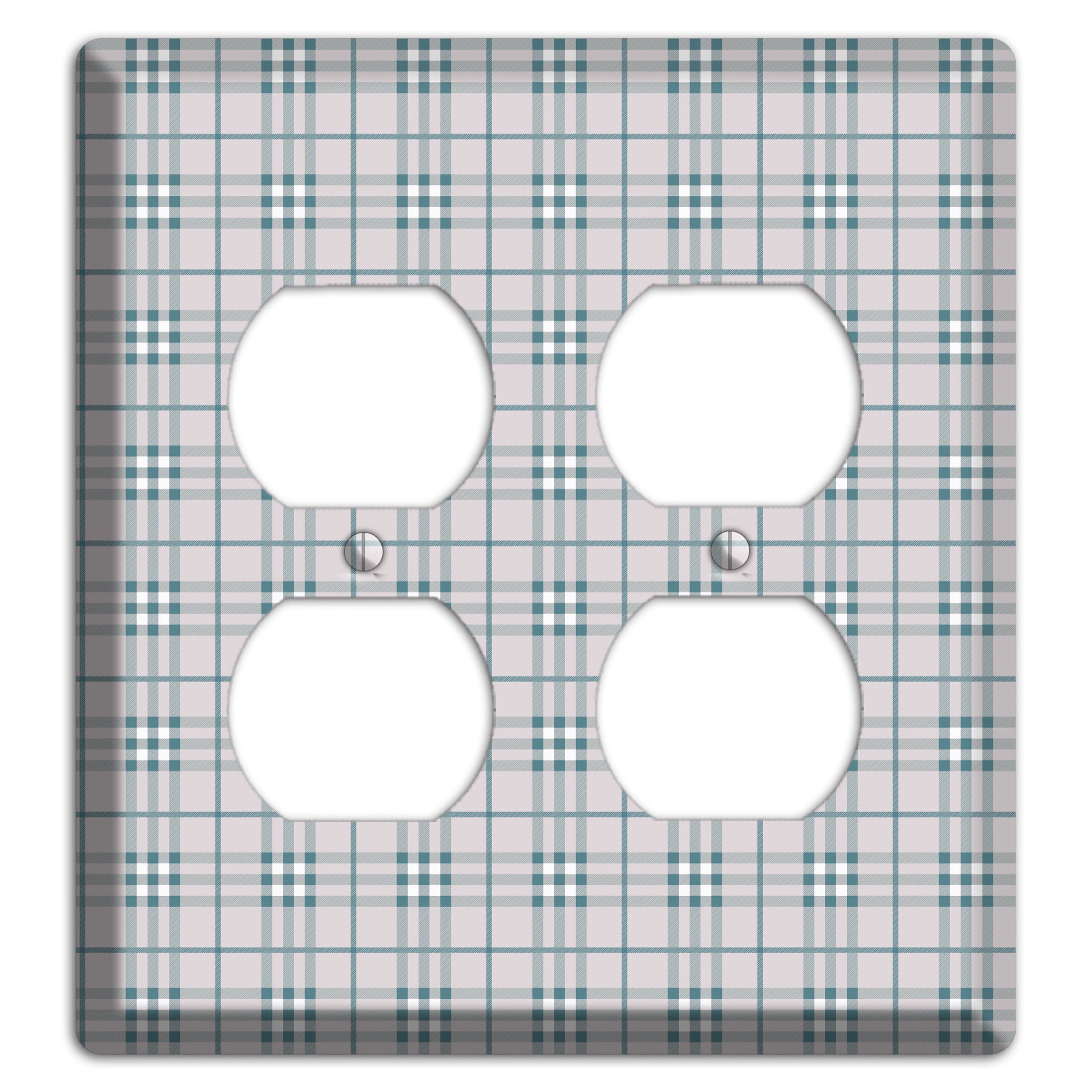 Multi Grey Plaid 2 Duplex Wallplate