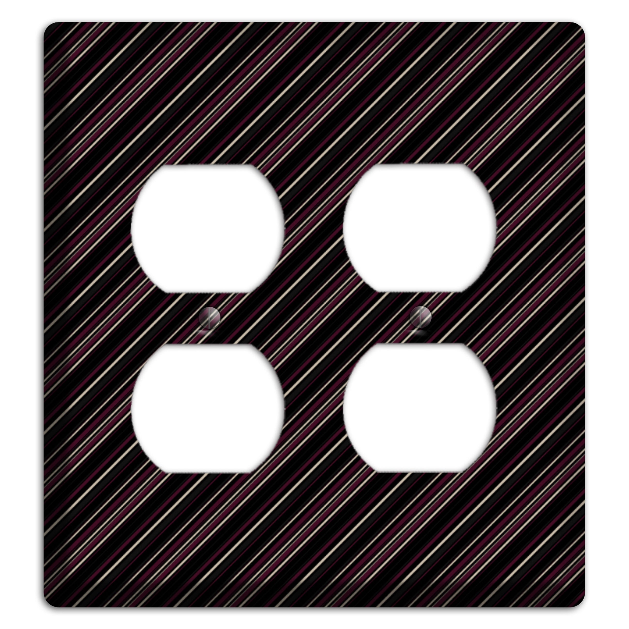 Black with White and Burgundy Angled Pinstripe 2 Duplex Wallplate
