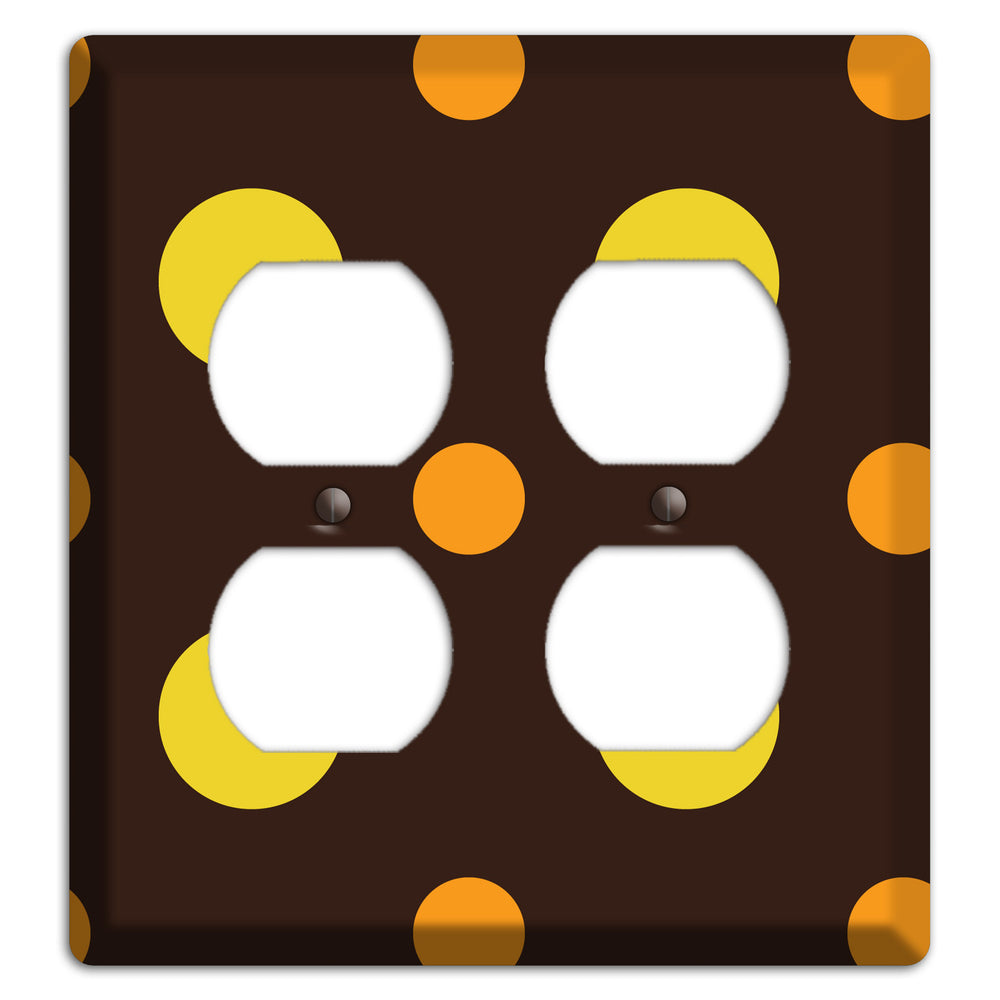 Black with Yellow and Orange Multi Medium Polka Dots 2 Duplex Wallplate