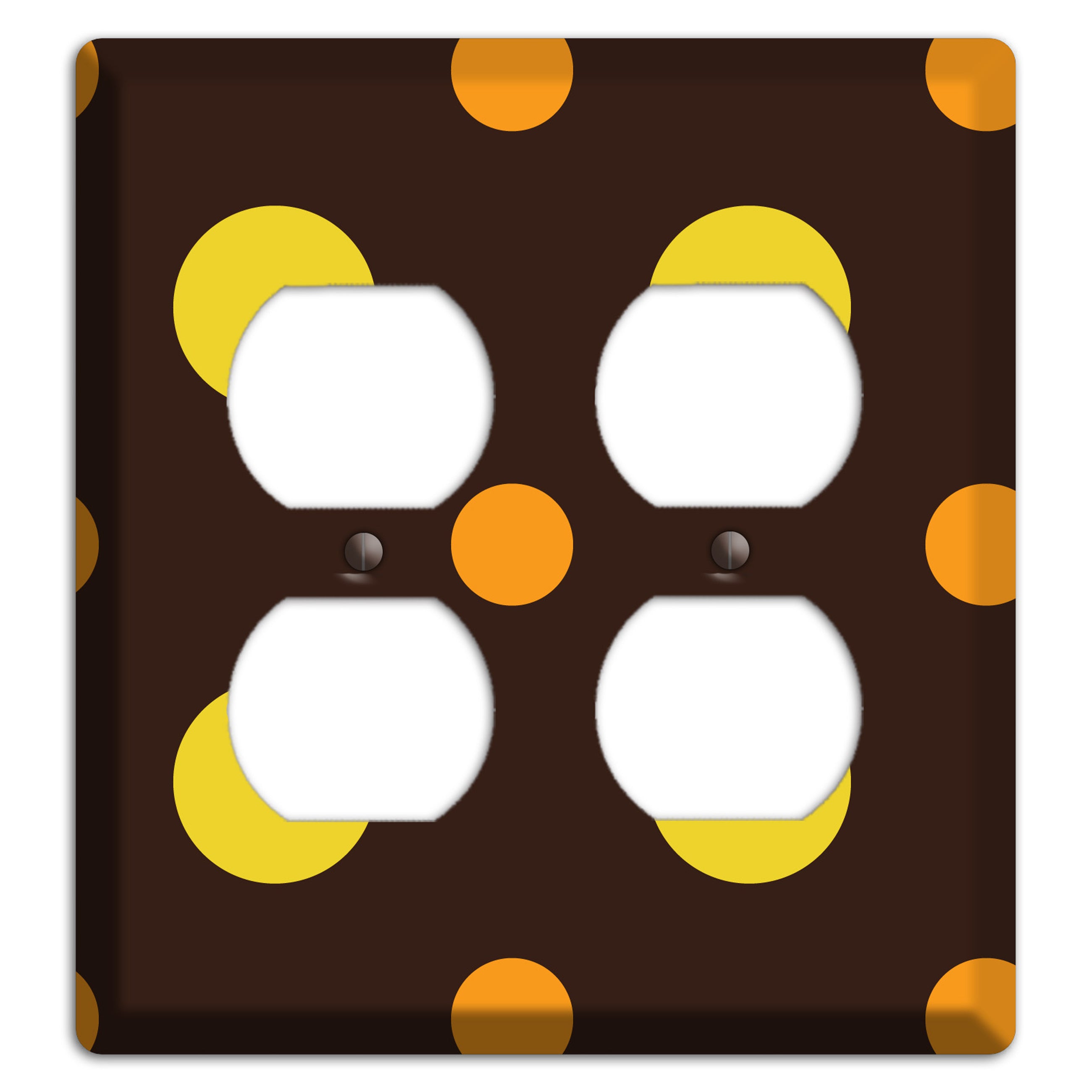 Black with Yellow and Orange Multi Medium Polka Dots 2 Duplex Wallplate