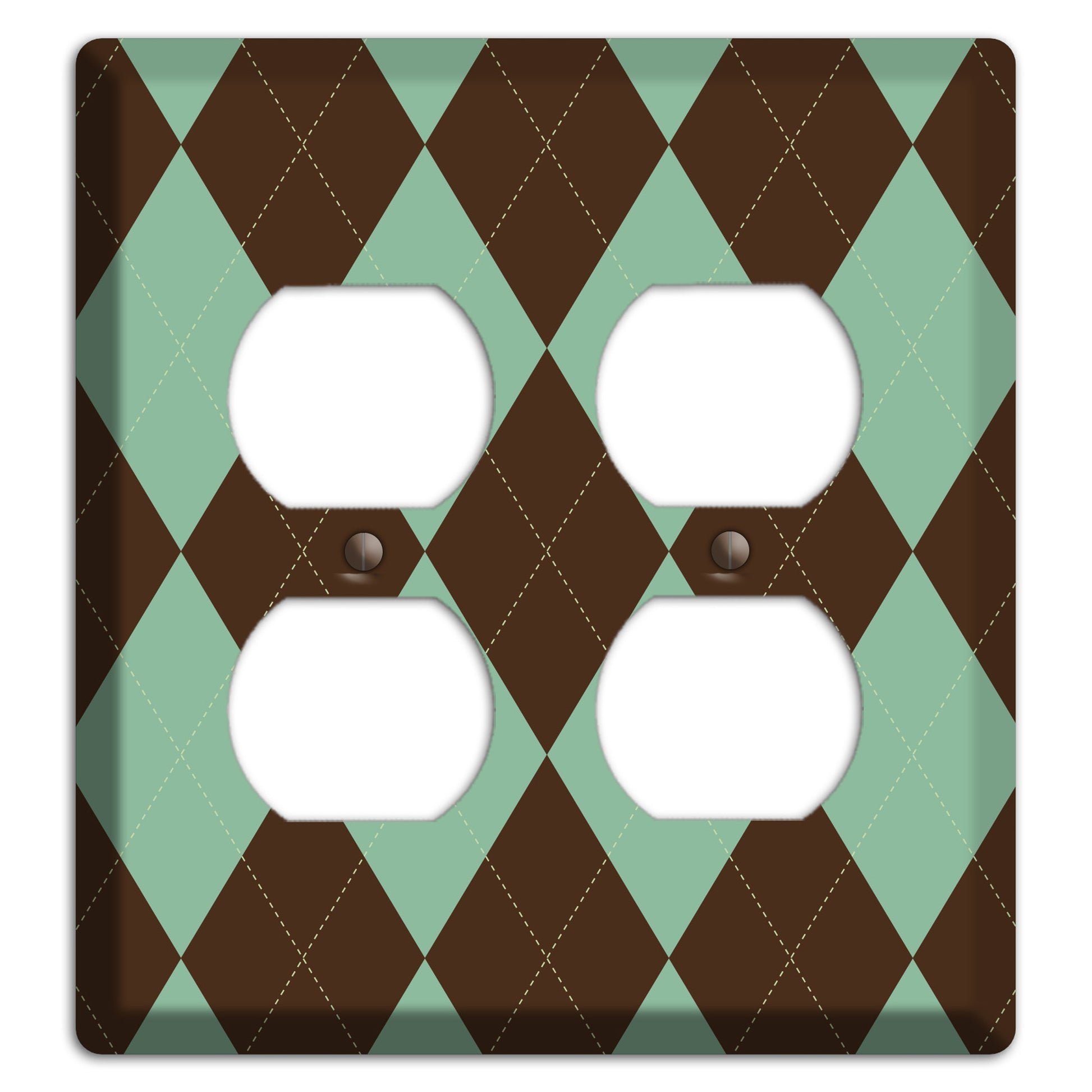 Green and Brown Argyle 2 Duplex Wallplate