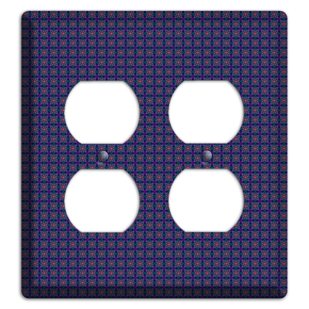 Navy and Purple Tiled Floral Foulard 2 Duplex Wallplate