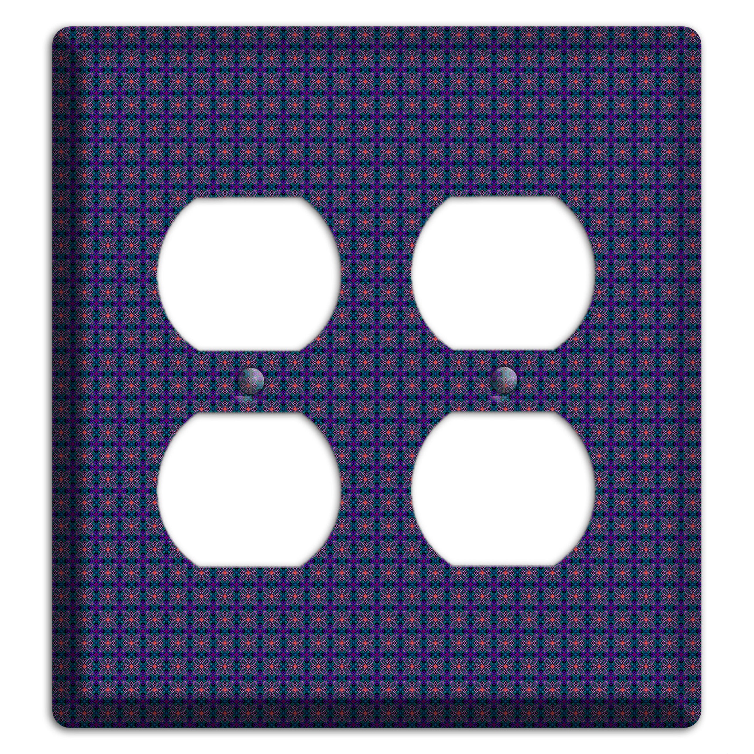 Navy and Purple Tiled Floral Foulard 2 Duplex Wallplate