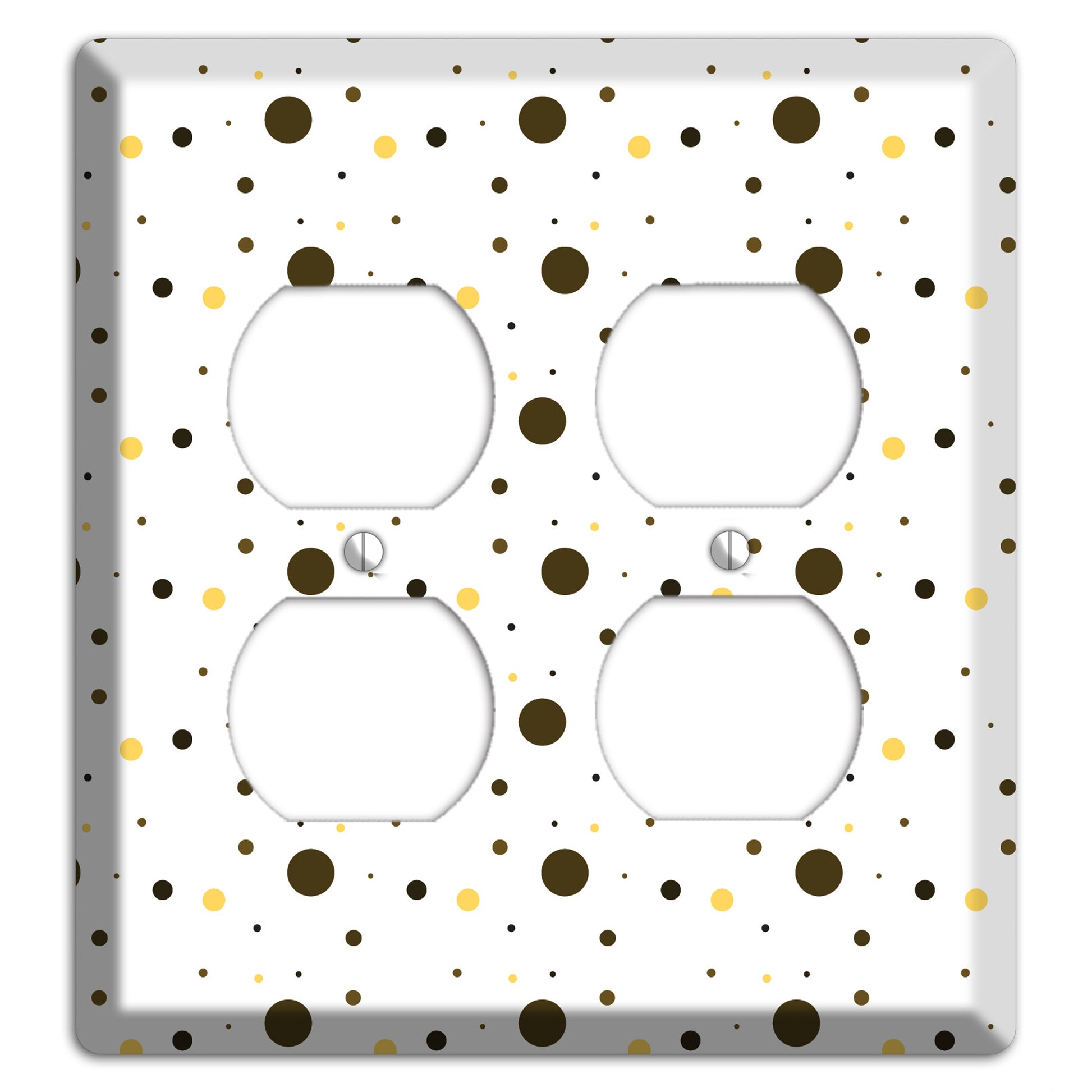 White with Black and Yellow Tiny Dots 2 Duplex Wallplate