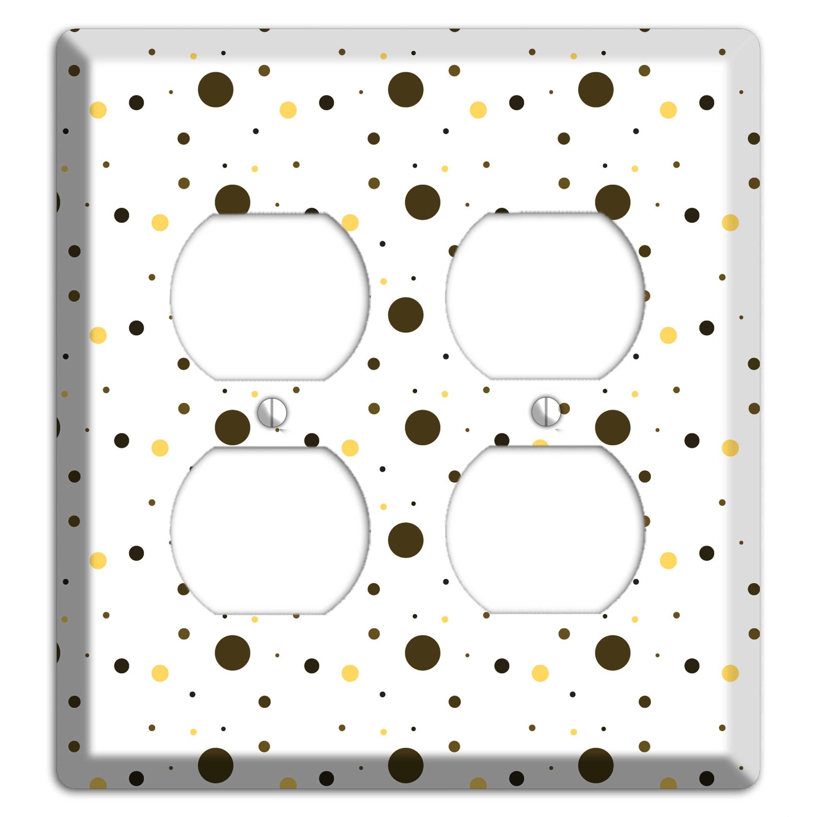 White with Black and Yellow Tiny Dots 2 Duplex Wallplate
