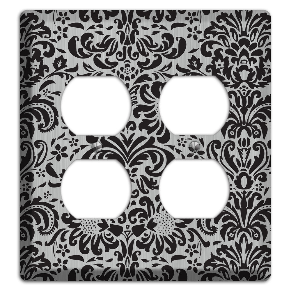 Black Toile Stainless Steel 2 Duplex Wallplate