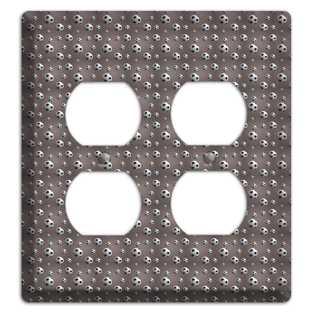 Grey with Soccer Balls 2 Duplex Wallplate