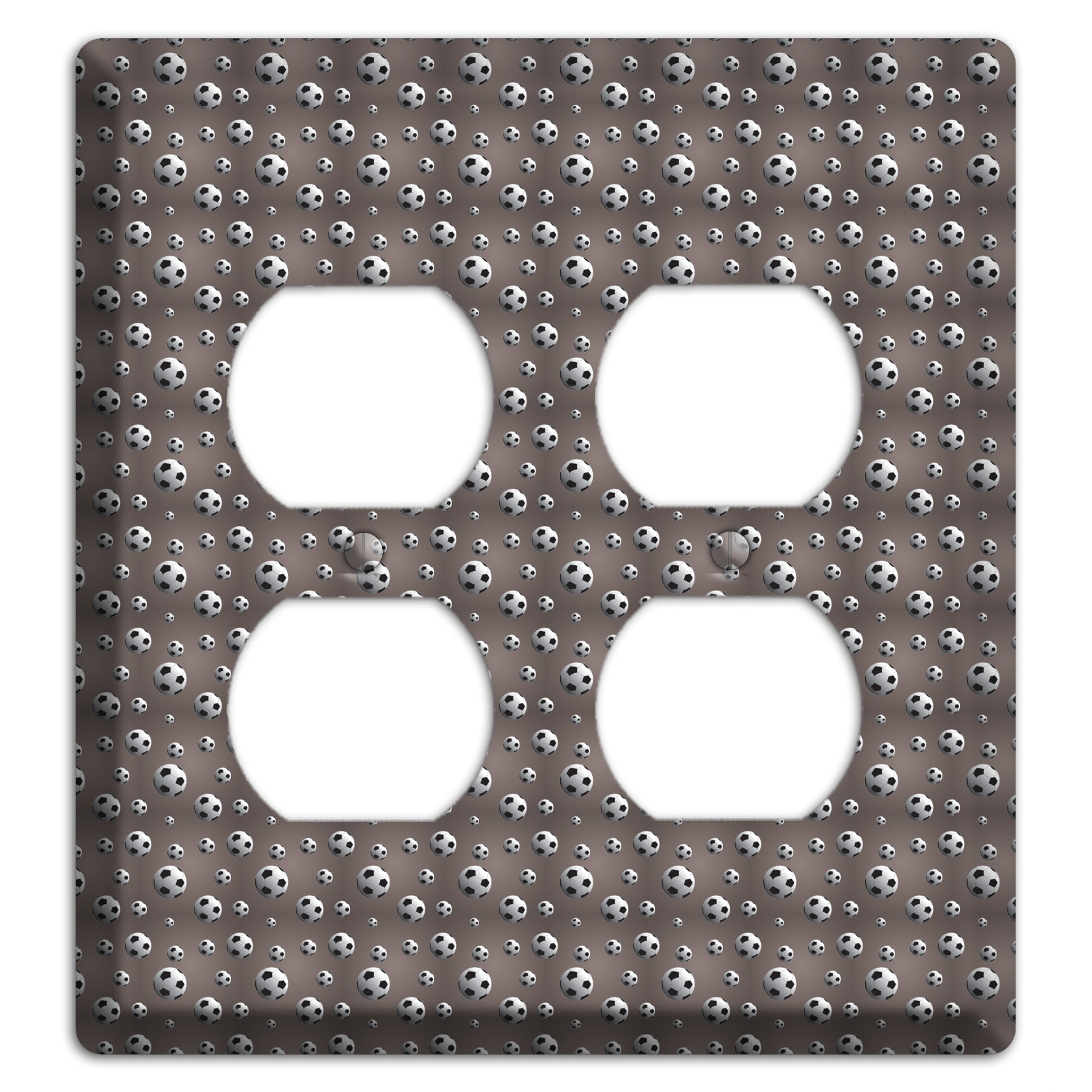 Grey with Soccer Balls 2 Duplex Wallplate