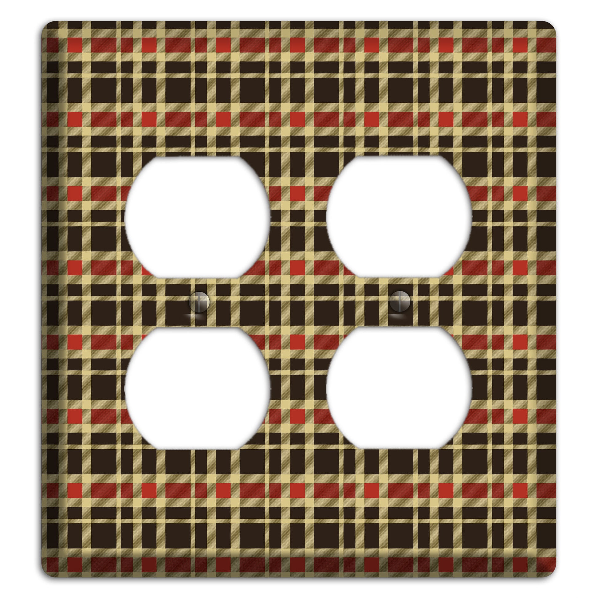 Maroon and Black Plaid 2 Duplex Wallplate