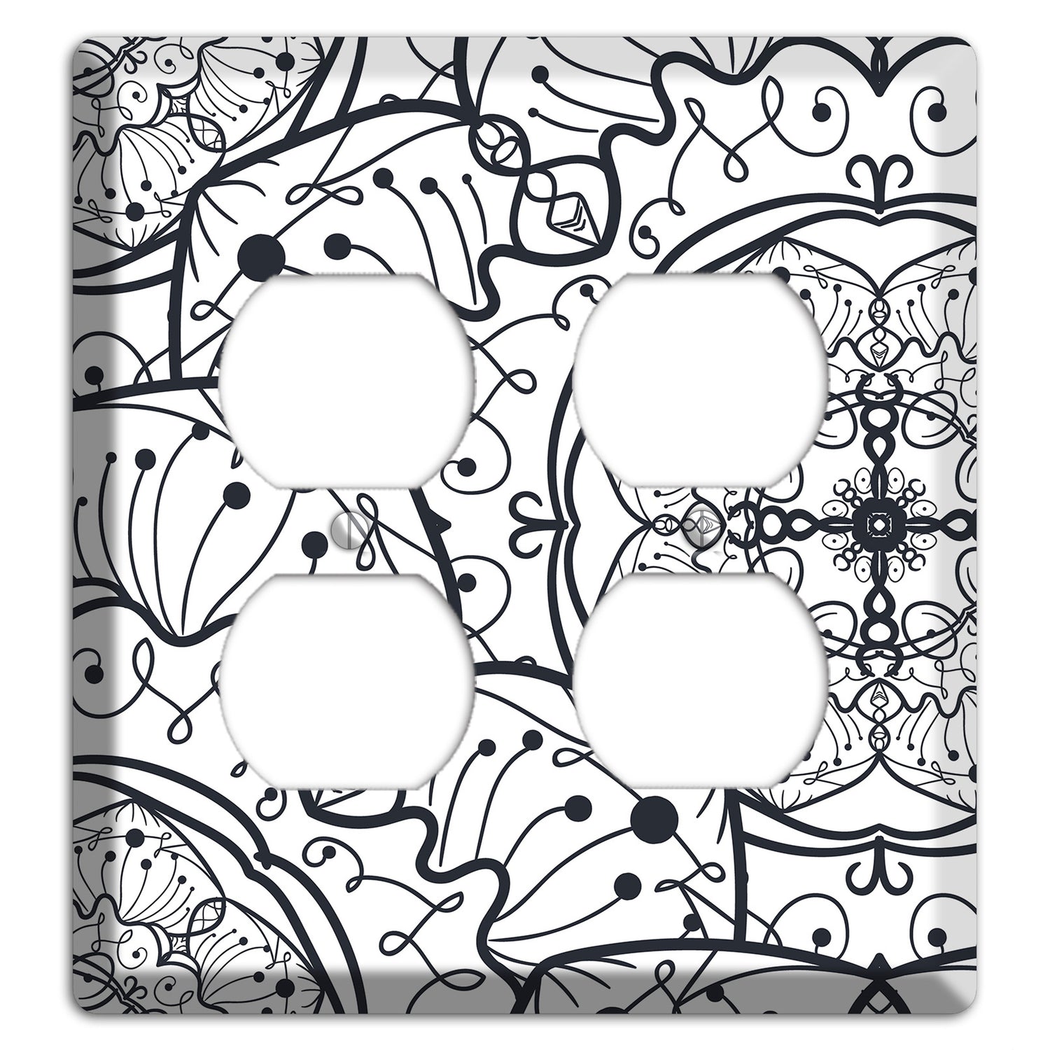 Mandala Black and White Style M Cover Plates 2 Duplex Wallplate