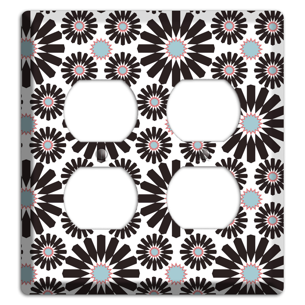 Dusty Blue Maroon Scandinavian Floral 2 2 Duplex Wallplate