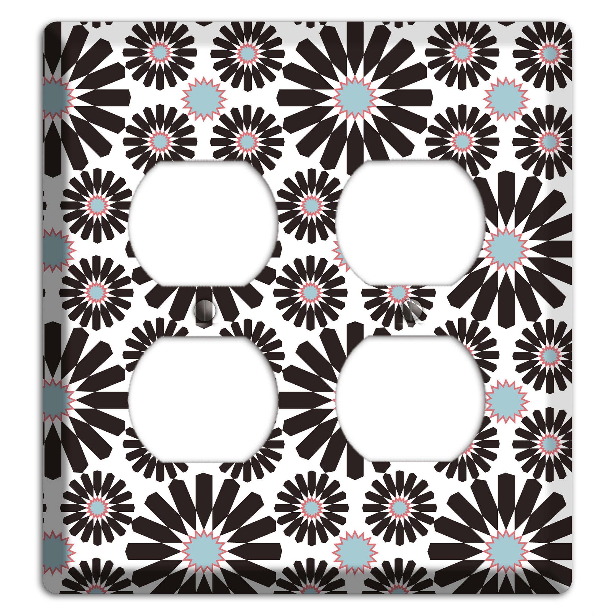 Dusty Blue Maroon Scandinavian Floral 2 2 Duplex Wallplate