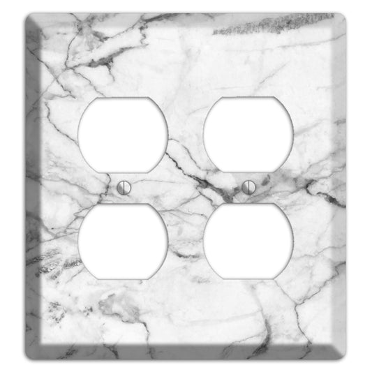 White and Gray Marble 2 Duplex Wallplate