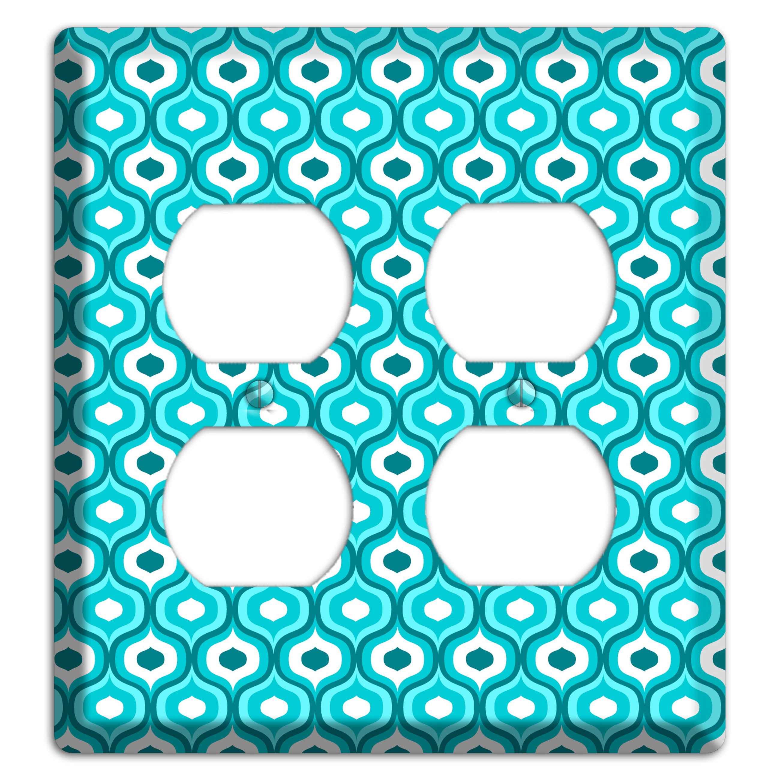 Multi Turquoise Double Scallop 2 Duplex Wallplate