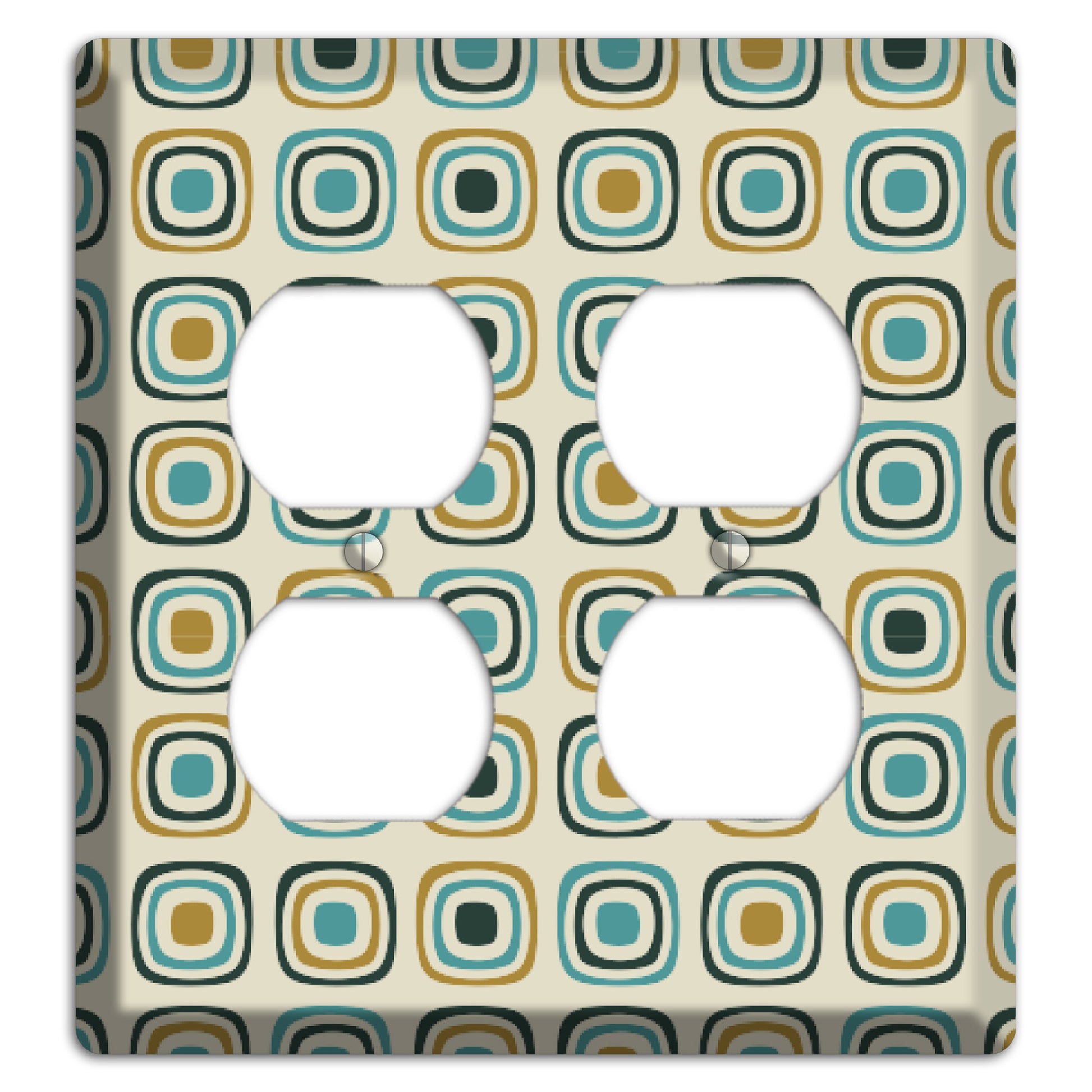 Yellow and Blue Rounded Squares 2 Duplex Wallplate