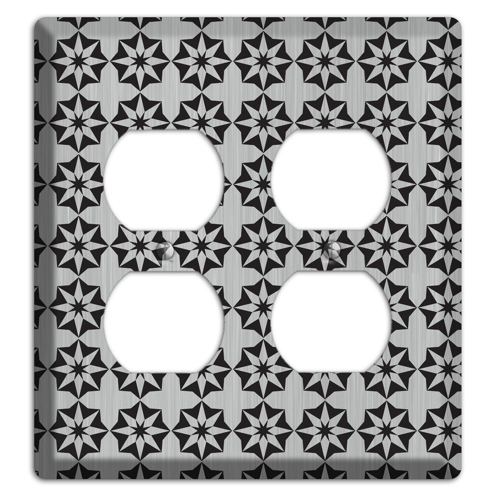 Stainless Steel with Black Foulard 2 Duplex Wallplate
