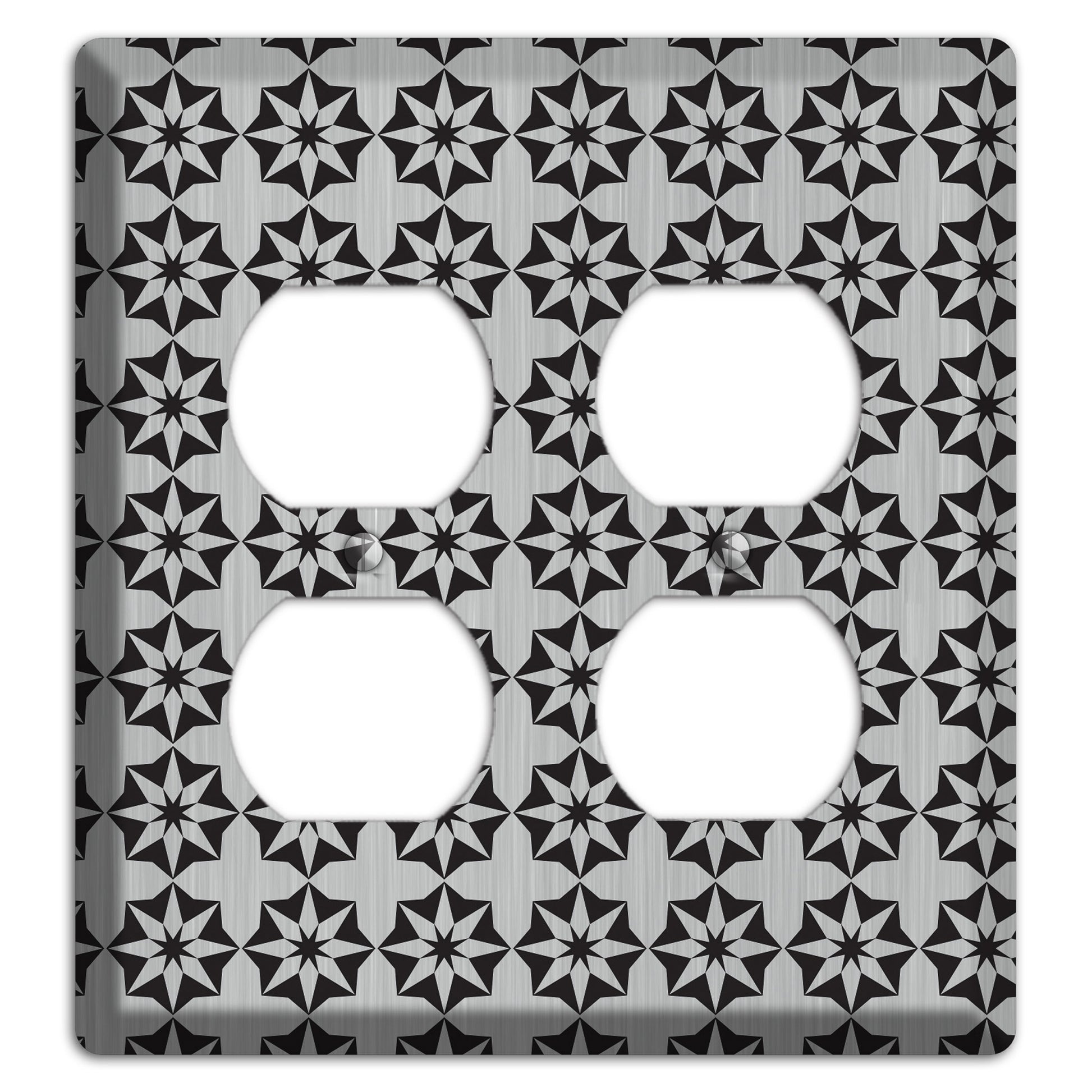 Stainless with Black Foulard 2 Duplex Wallplate