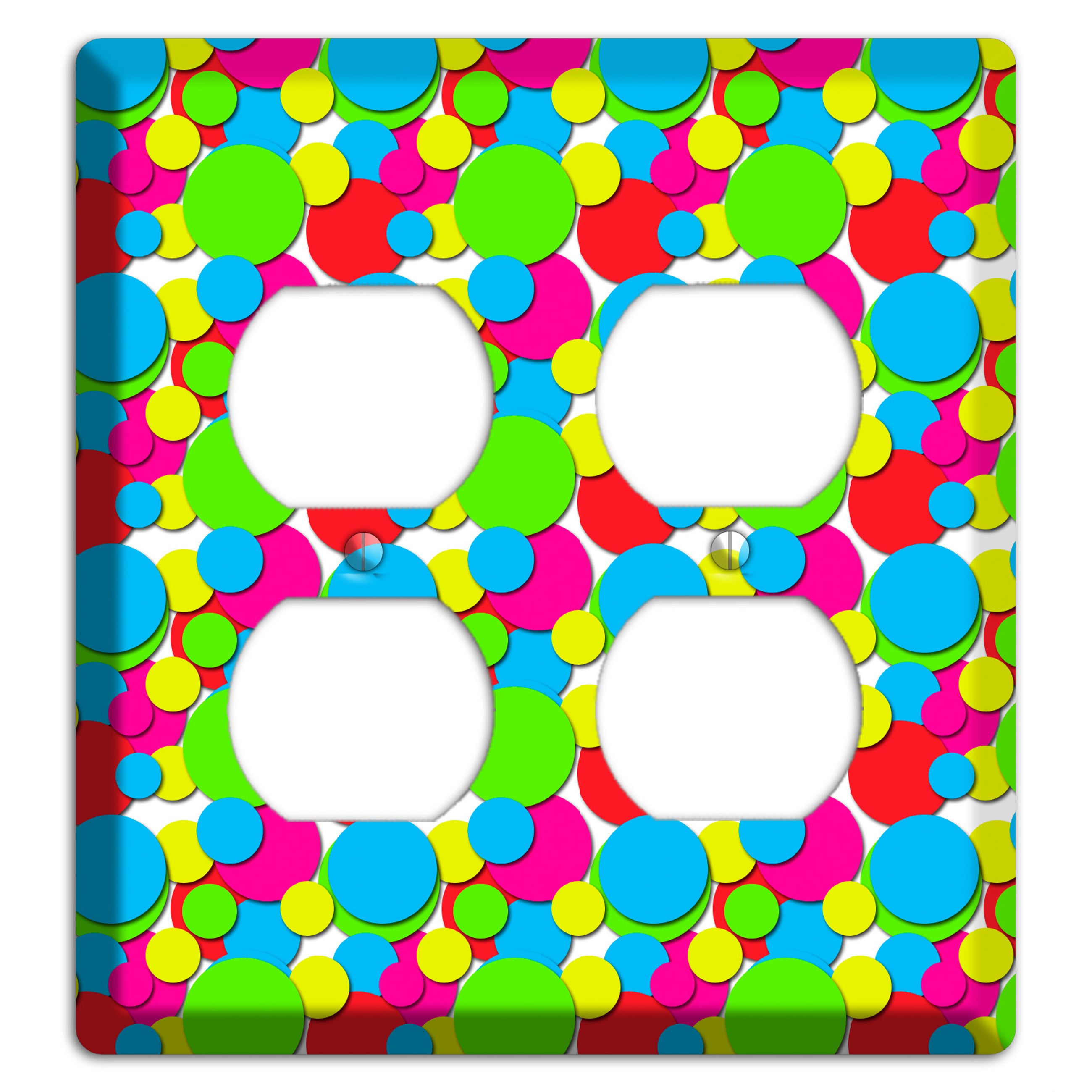 Turquoise Fuschia Lime Red Yellow Bubble Dots 2 Duplex Wallplate