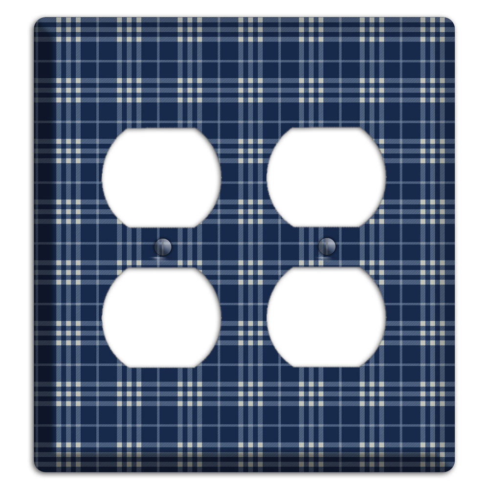 Blue and White Plaid 2 Duplex Wallplate