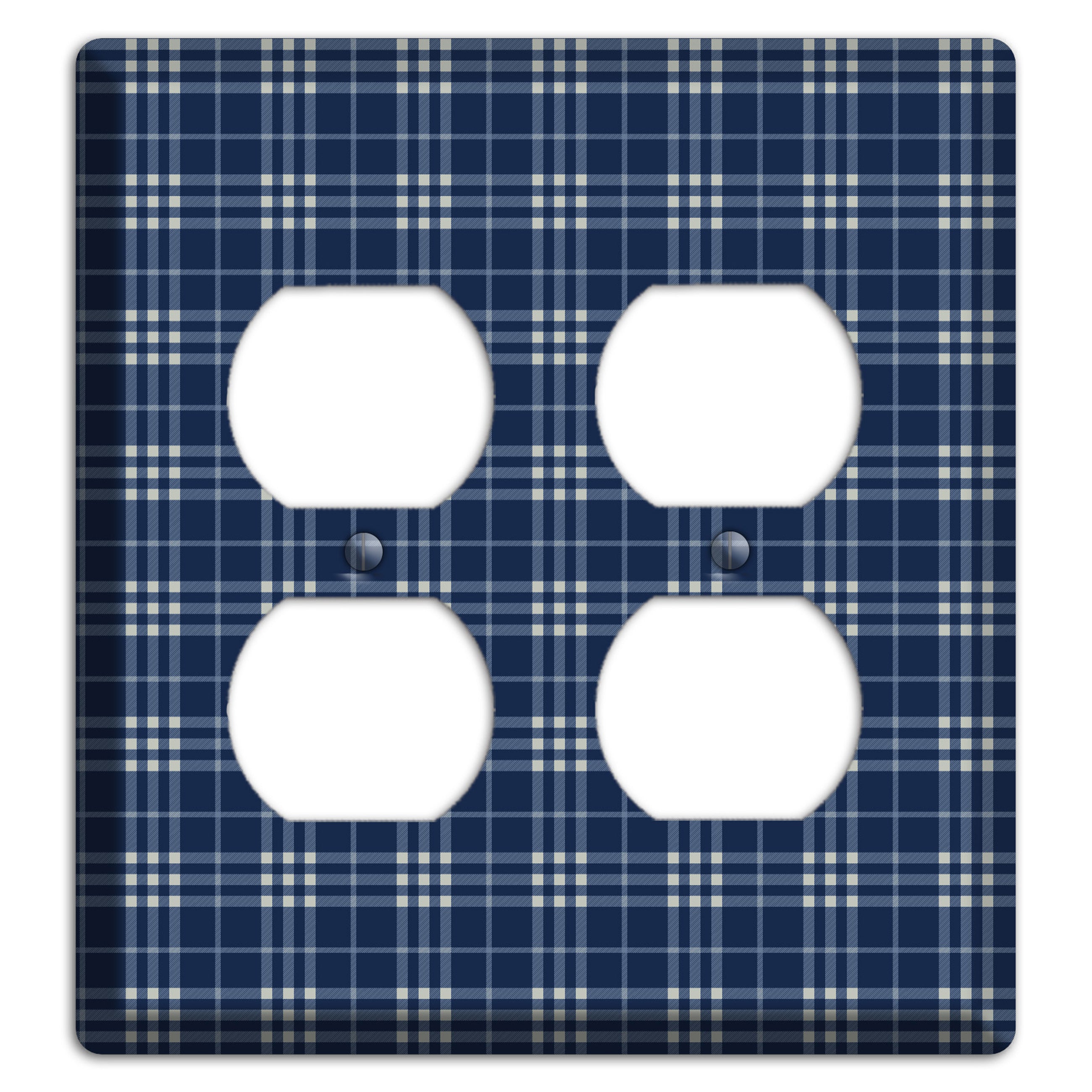 Blue and White Plaid 2 Duplex Wallplate