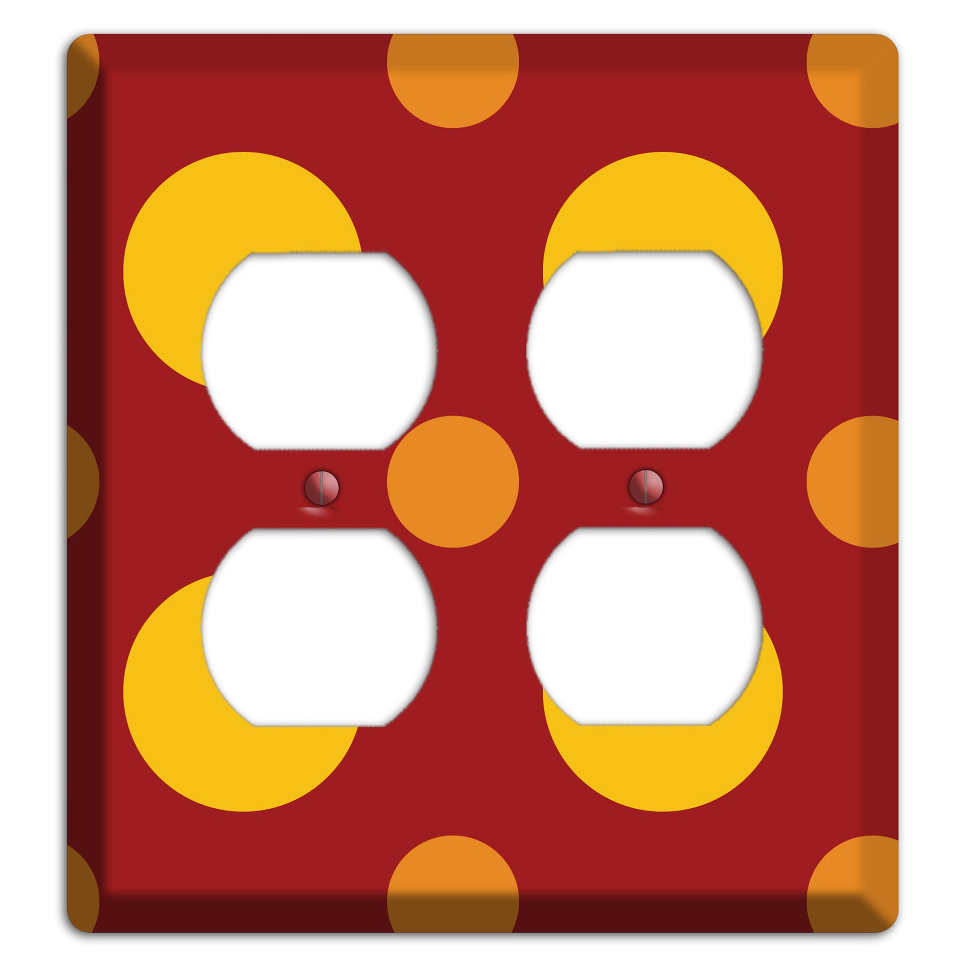 Red with Multi Orange Multi Medium Polka Dots 2 Duplex Wallplate