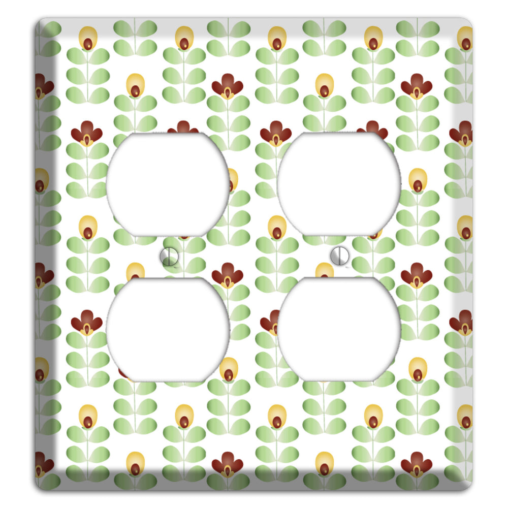 Light Green Deco Floral Half Drop 2 Duplex Wallplate