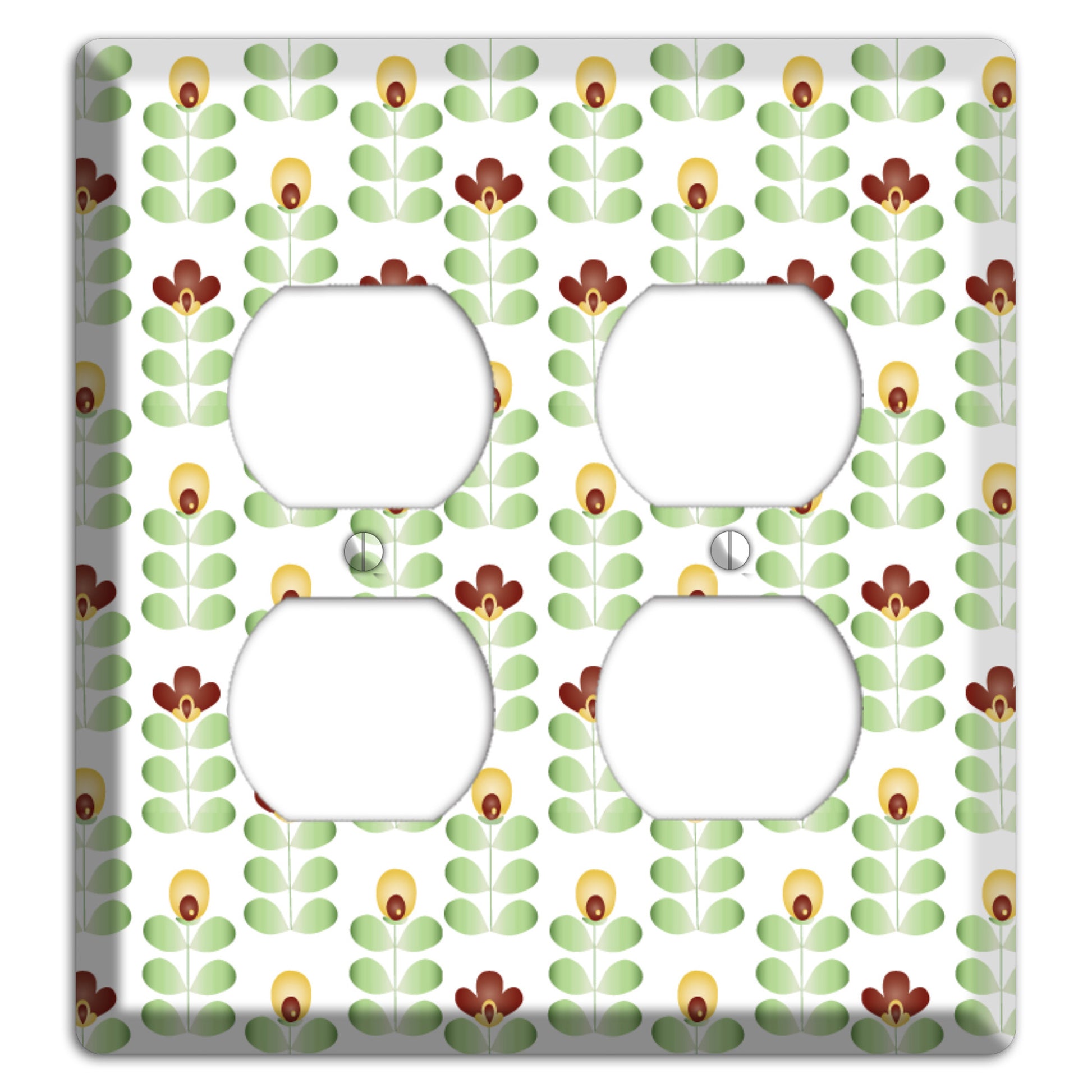 Light Green Deco Floral Half Drop 2 Duplex Wallplate