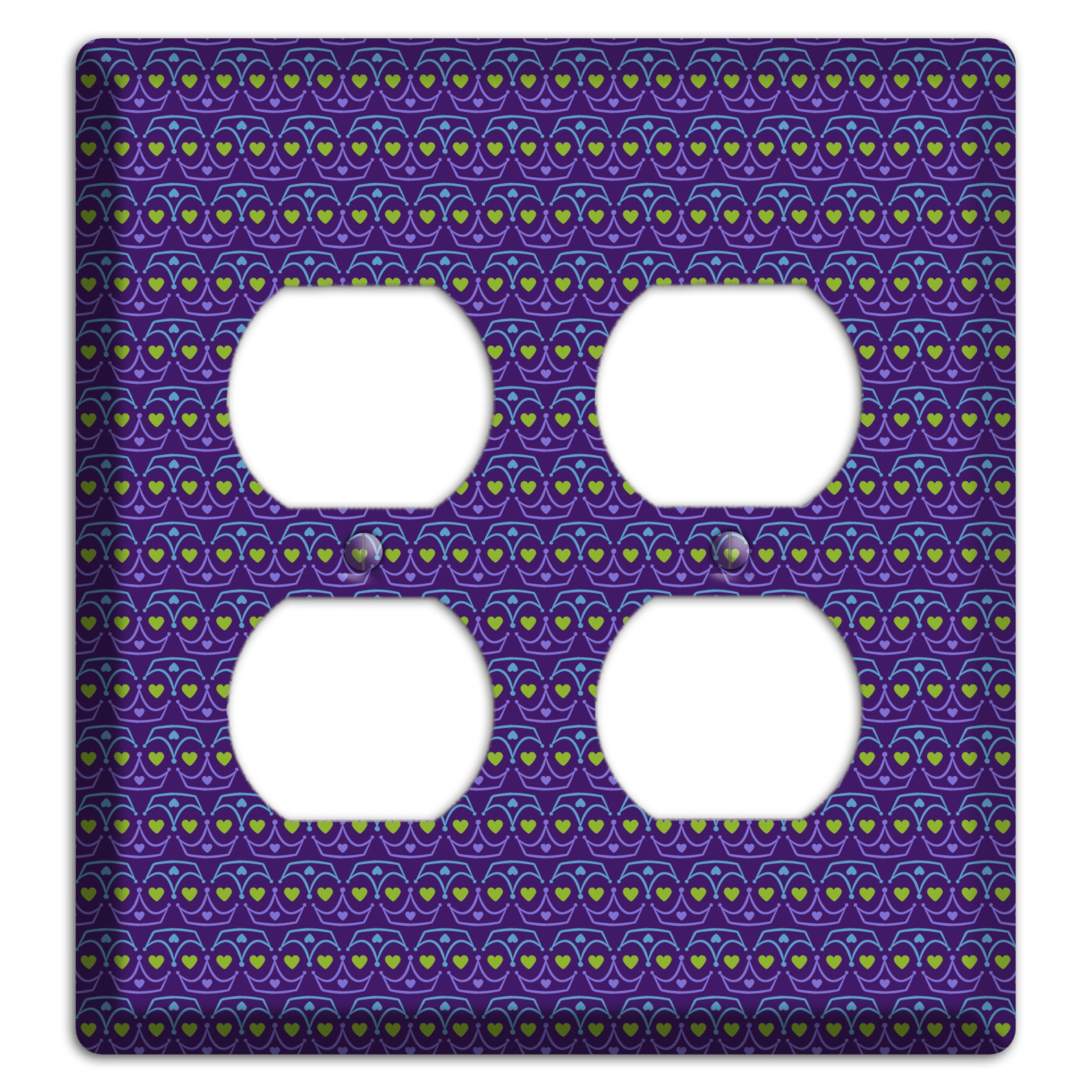 Purple Blue and Green Geometric Hearts 2 Duplex Wallplate