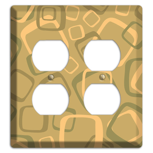 Multi Olive Random Retro Squares 2 Duplex Wallplate
