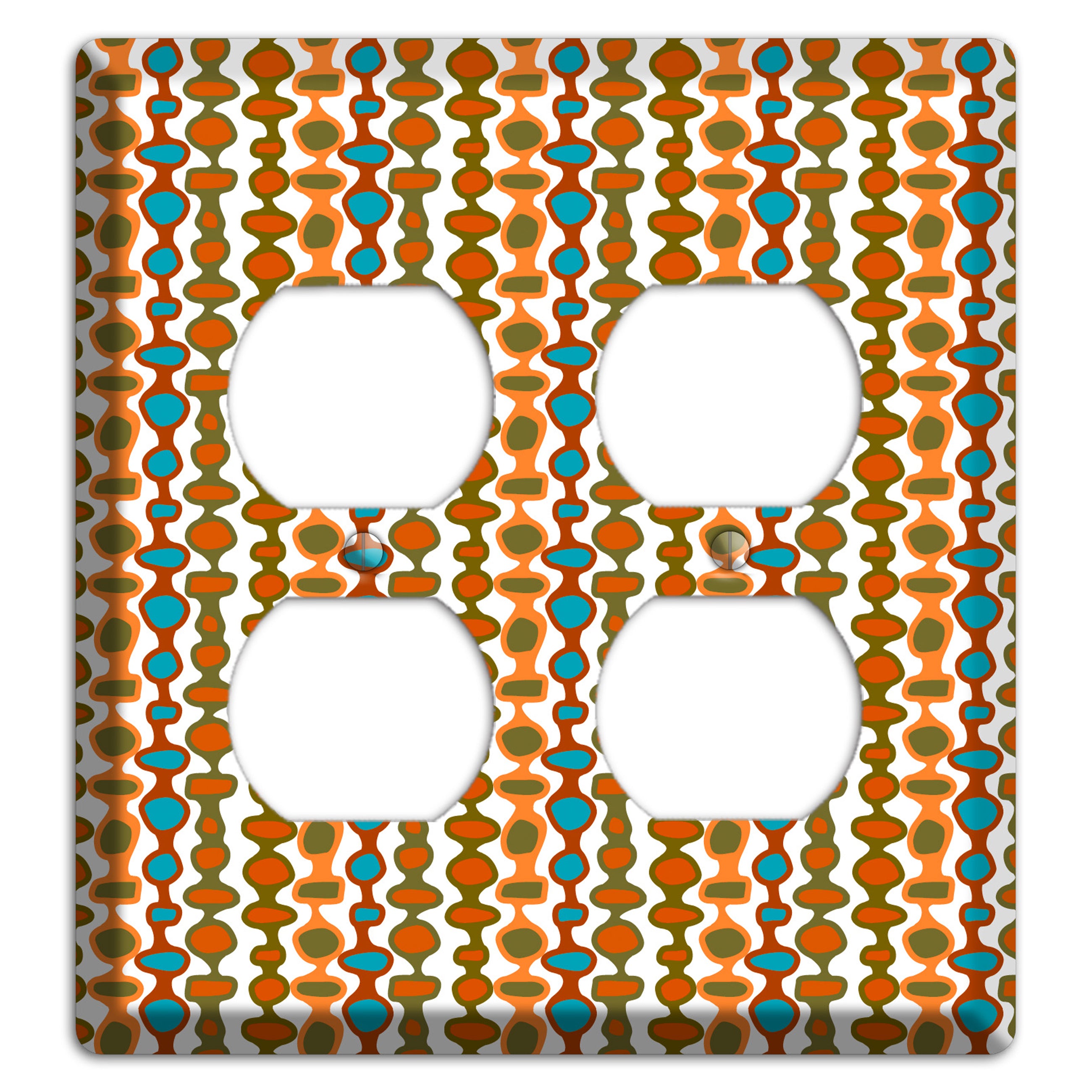 Multi Umber and Dusty Blue Bead and Reel 2 Duplex Wallplate