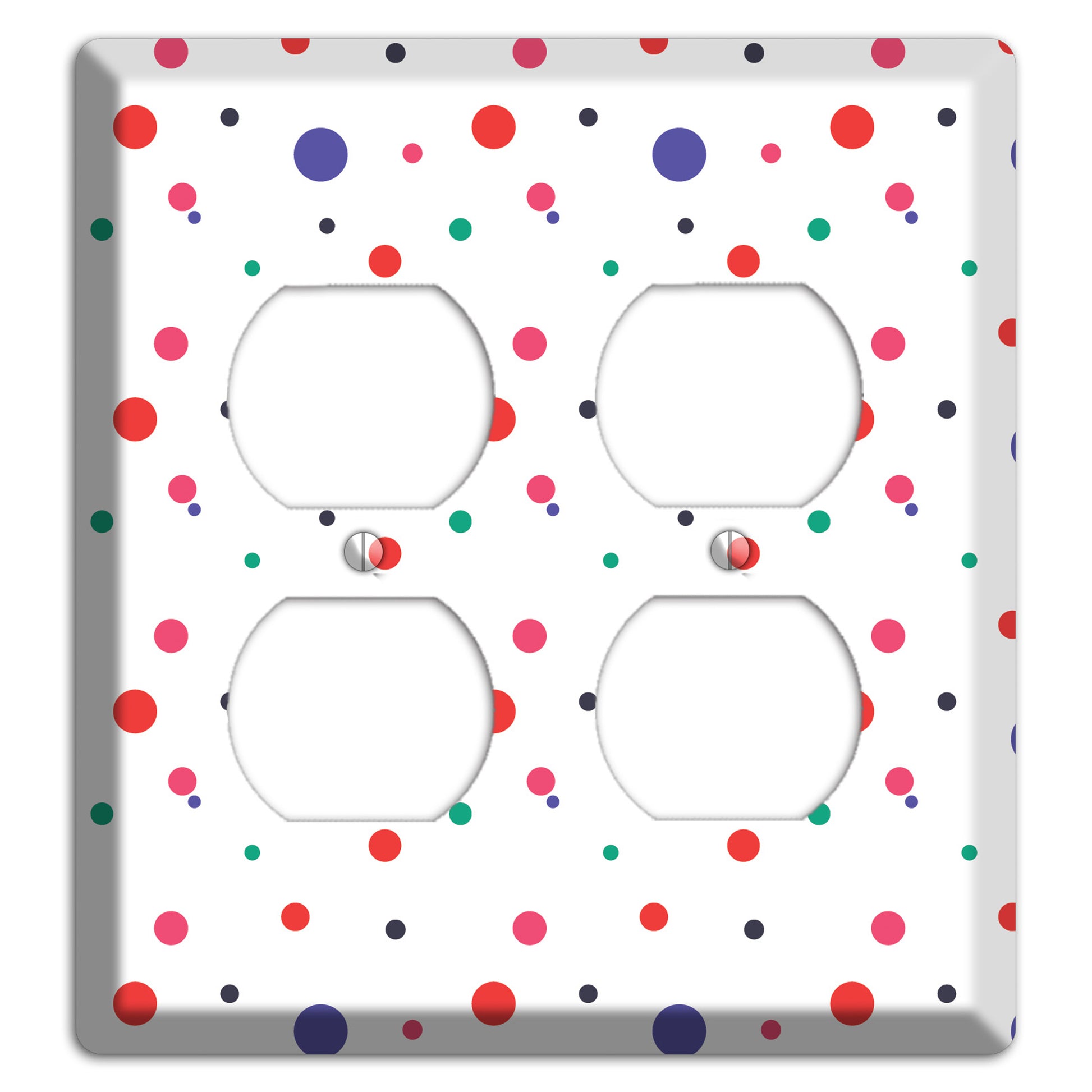 White with Multi Color Small Dots 2 Duplex Wallplate