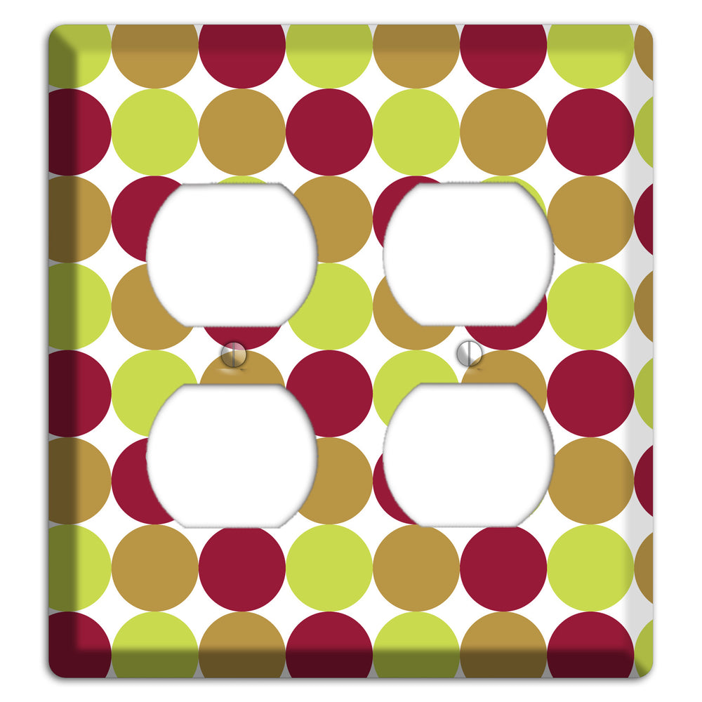 Lime Brown Maroon Tiled Dots 2 Duplex Wallplate