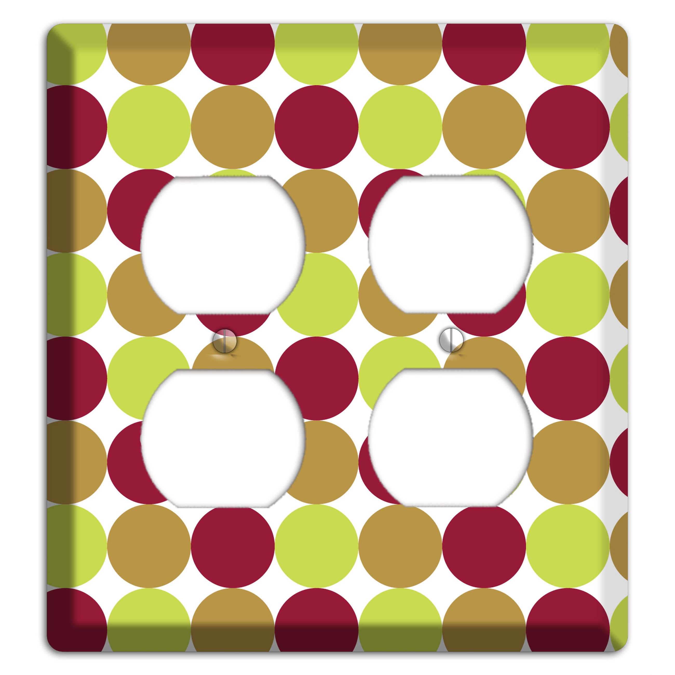 Lime Brown Maroon Tiled Dots 2 Duplex Wallplate