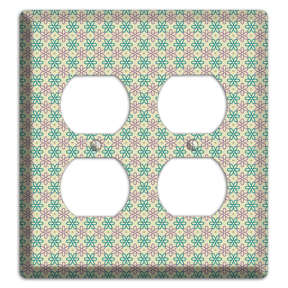 Large Green and Lavender Foulard 2 Duplex Wallplate